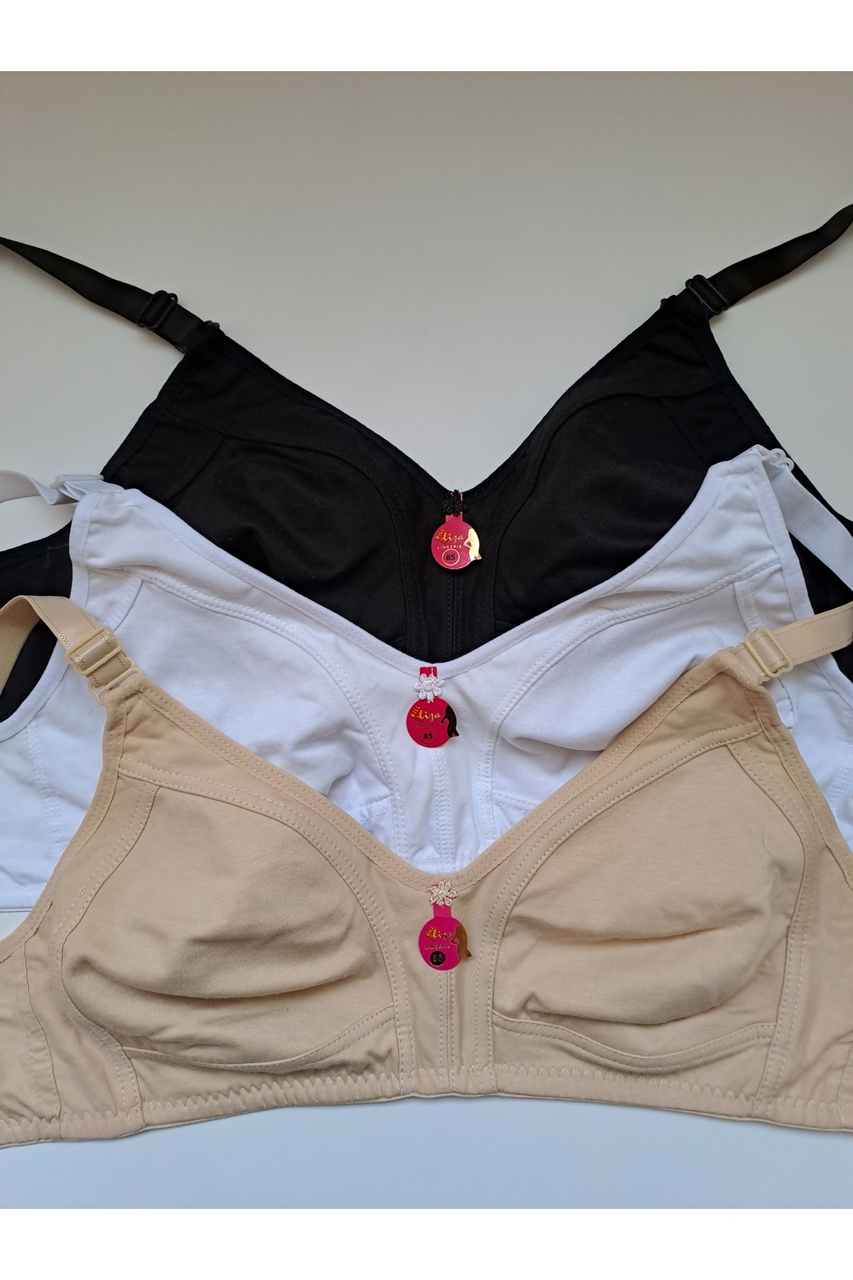 NARIYA  Kadın Büyük Beden Sütyen 3'lü 3 Adet Pamuklu Toparlayıcı Penye Sütyen Günlük Rahat İç Giyim