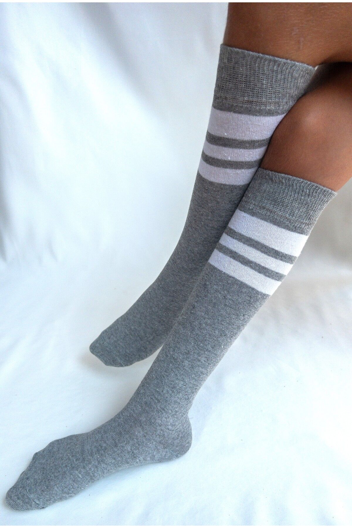 Girls grey knee socks hotsell