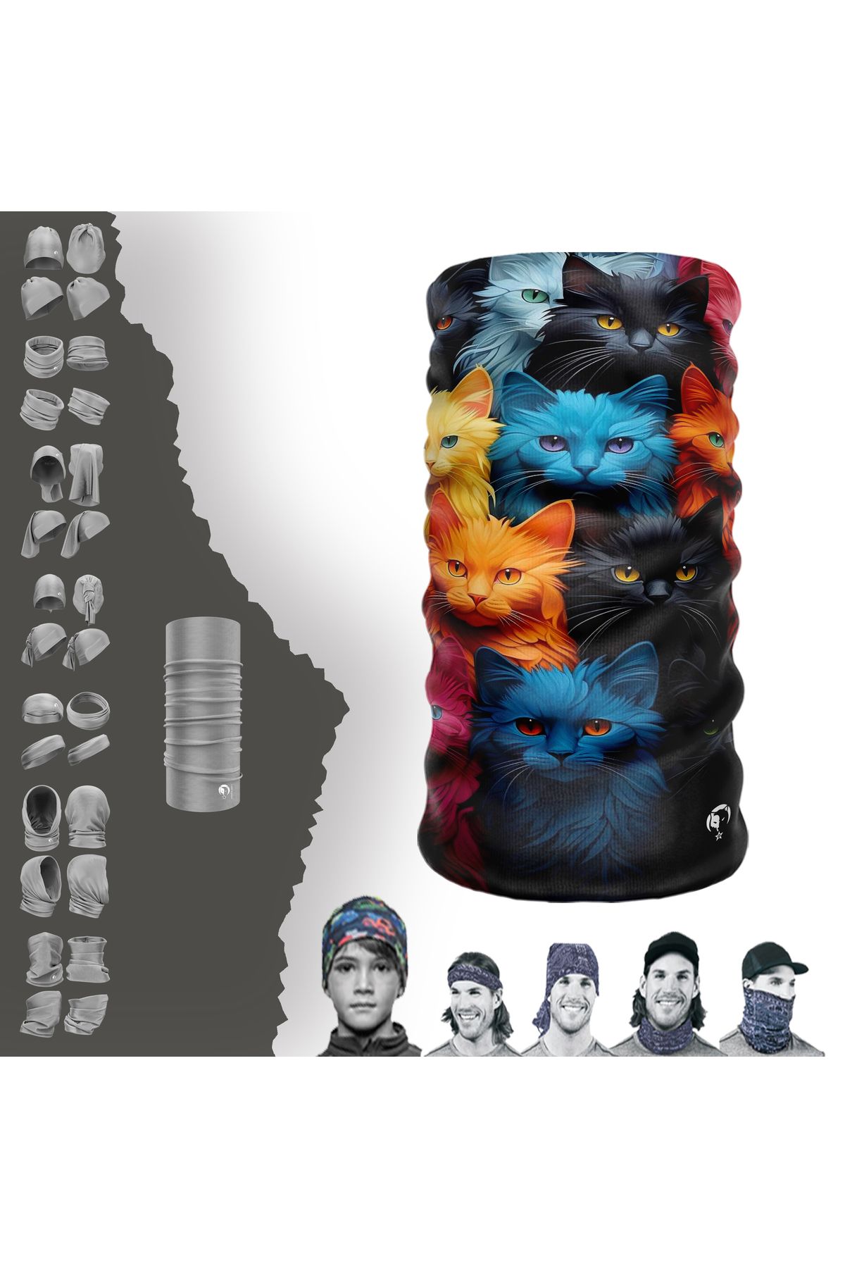 e Taktik Colorful Cat Patterned Neck Collar baf buff mask bonnet