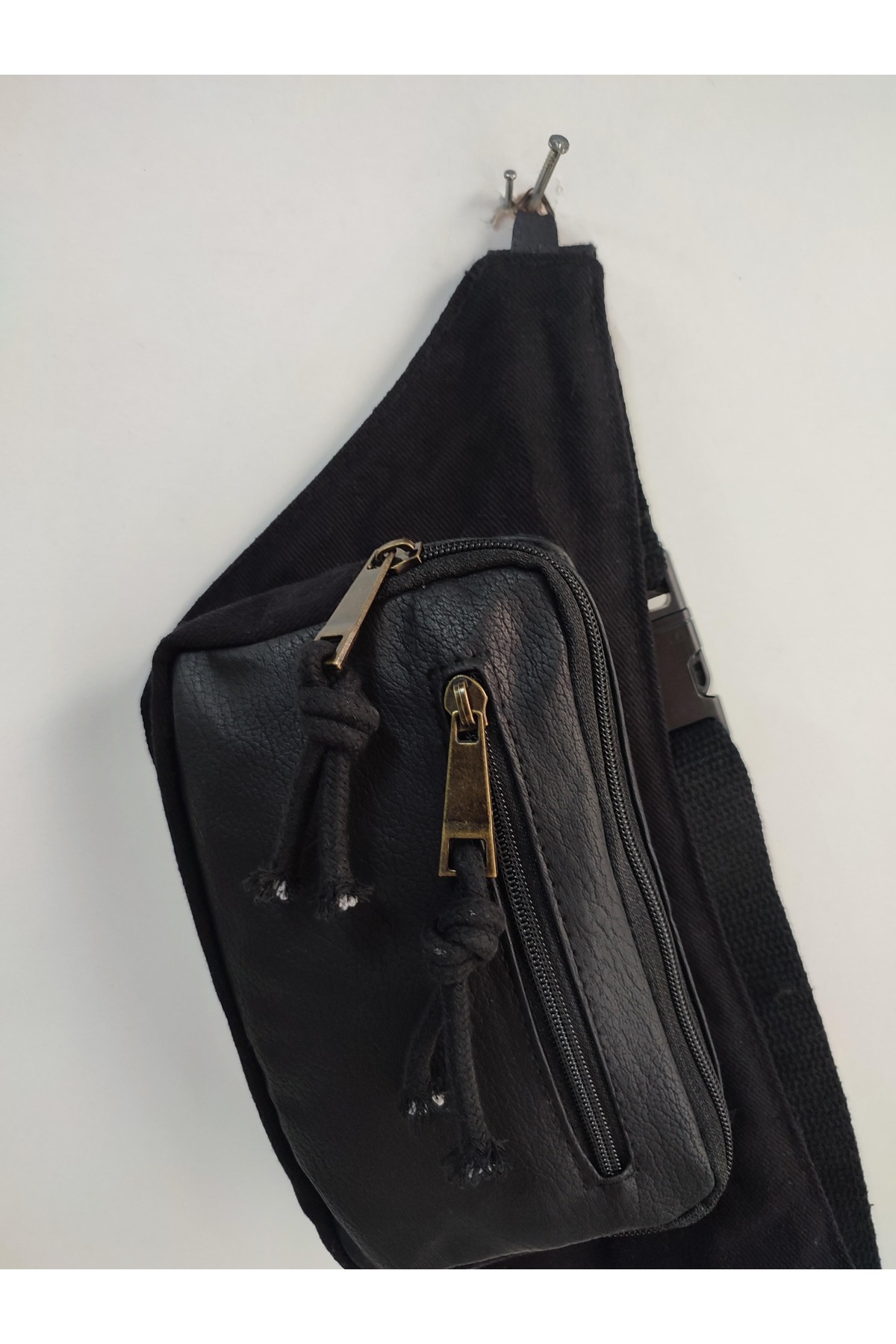 Street Bag Siyah Derili Bel Çantası 3 Gözlü Bel Çantası Unisex Renkli Omuz Ve Bel Çantası görsel 2