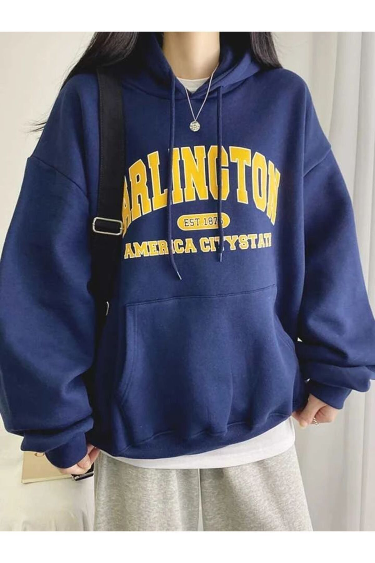 Dark blue shop pullover hoodie