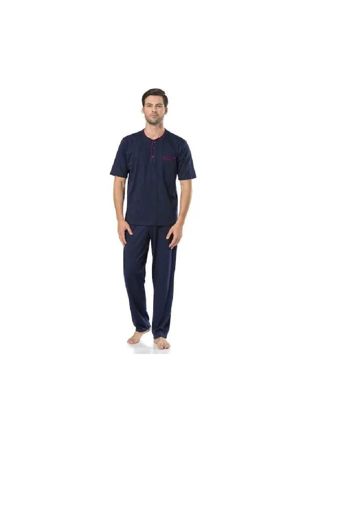 ست پیژامه آبی مردانه لباس خواب 3 تیکه CARDIN 5370 Pierre Cardin