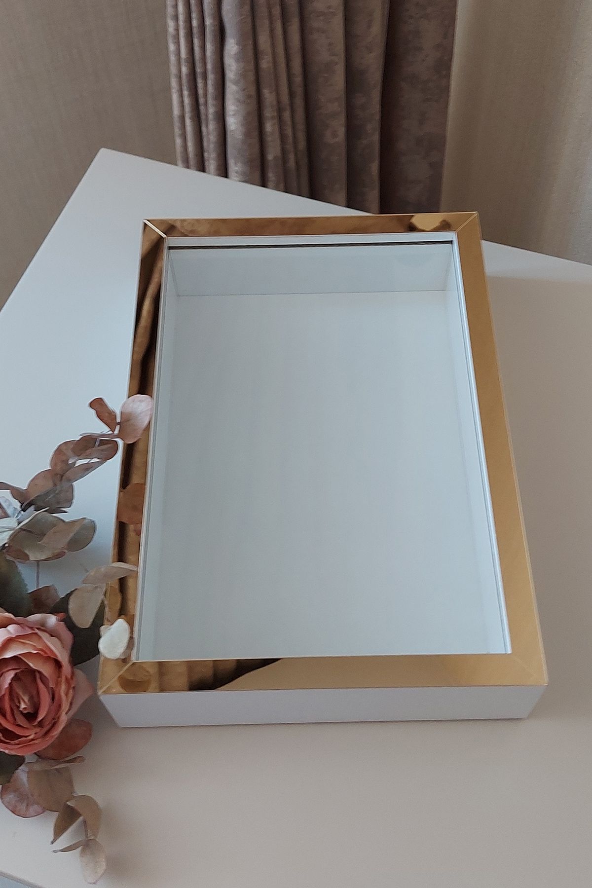 Verda Çerçeve-New Trend 25x35 cm χωρίς LED Πλαίσιο σχεδίασης χρυσό-λευκό Deep Rose! Κορνίζα μνήμης Rose Box! Χωρίς όνομα 3