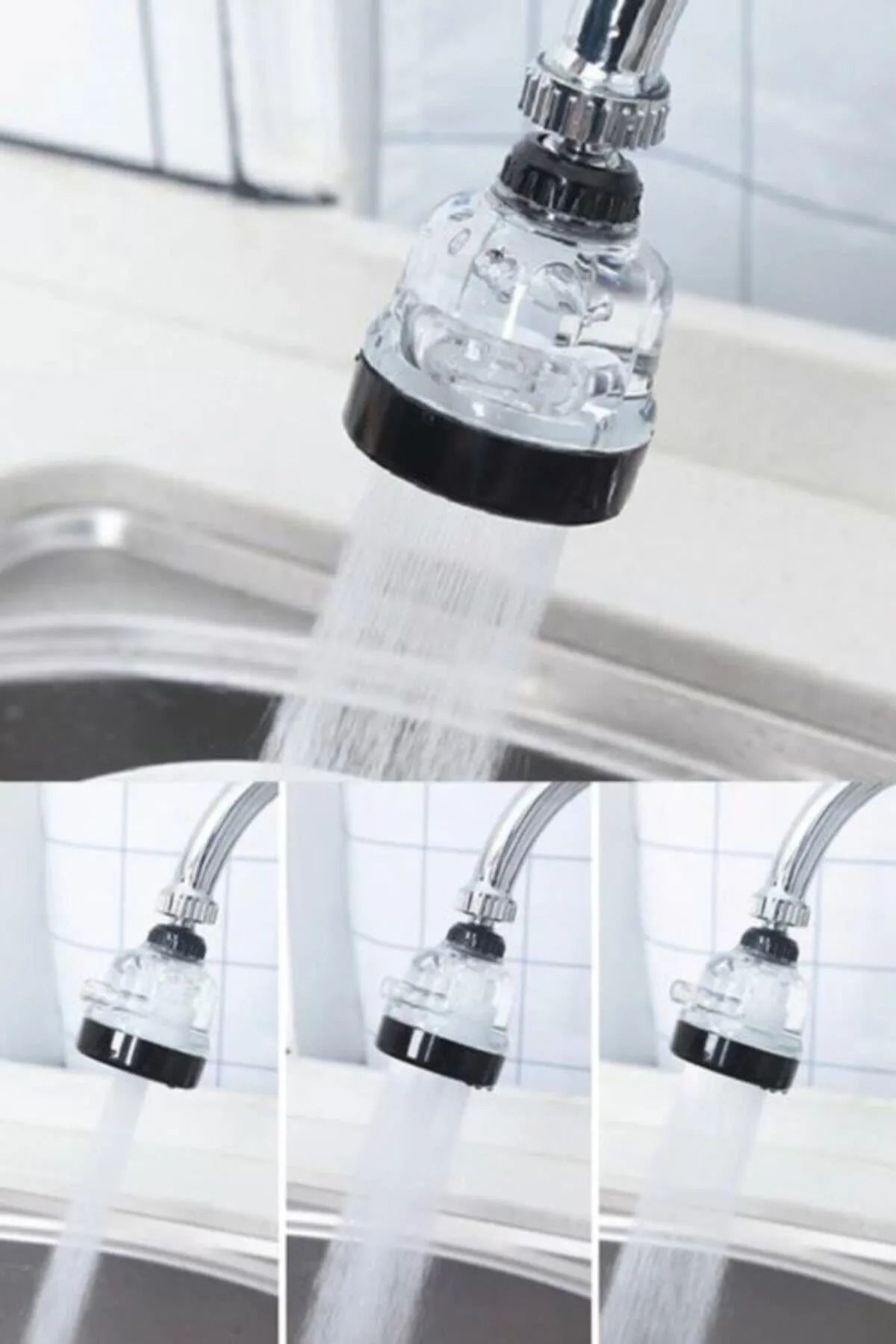 KAVİR-Water Saving Movable 3 Functions 360 Degree Rotatable Transparent Kitchen Sink Faucet Head 1