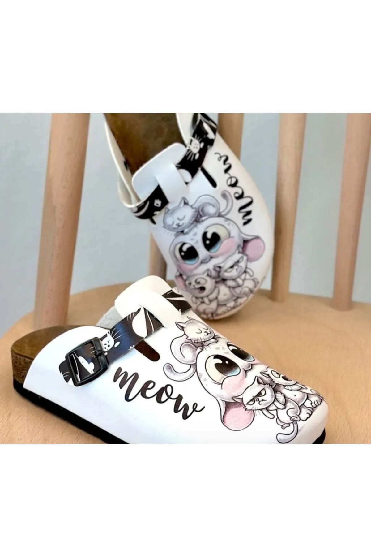 Tonny Beyaz Cilt Uyuyan Kedili Terlik