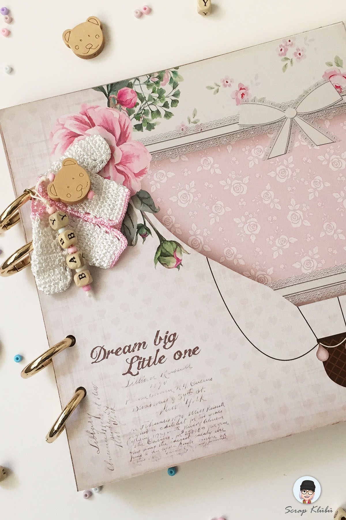 Scrap Klübü Balon Tasarımlı El yapımı Kız Bebek Anı Defteri - Fotograf Ve Anı Albümü fotoğrafı 4 (önizleme)