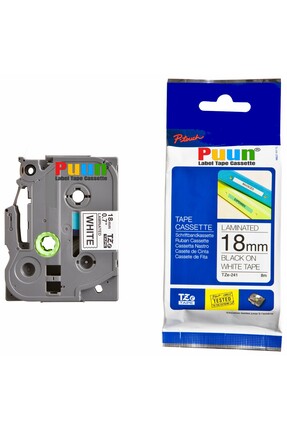 PUUN Brother P-Touch TZE-241 18mm X 8m Beyaz Üzerine Siyah Muadil Laminasyon ...