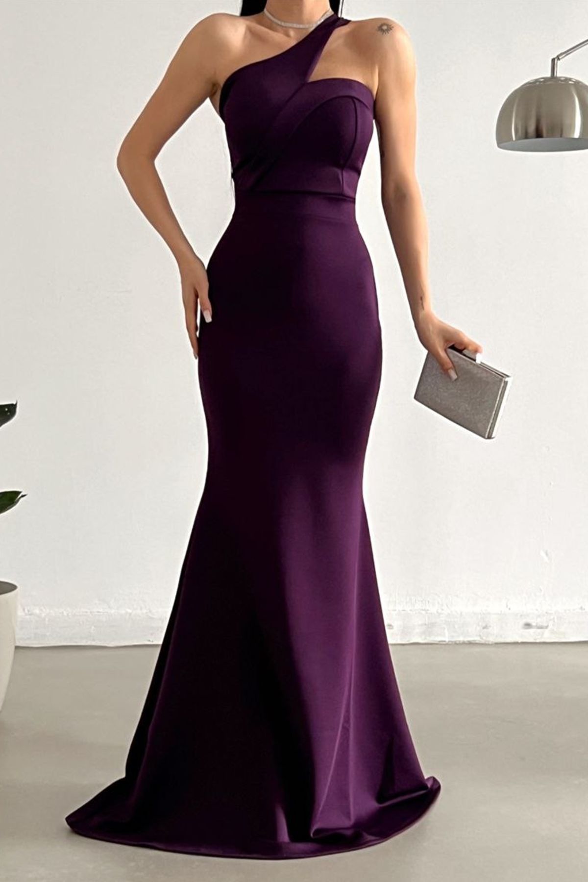 Dark purple strapless top dress