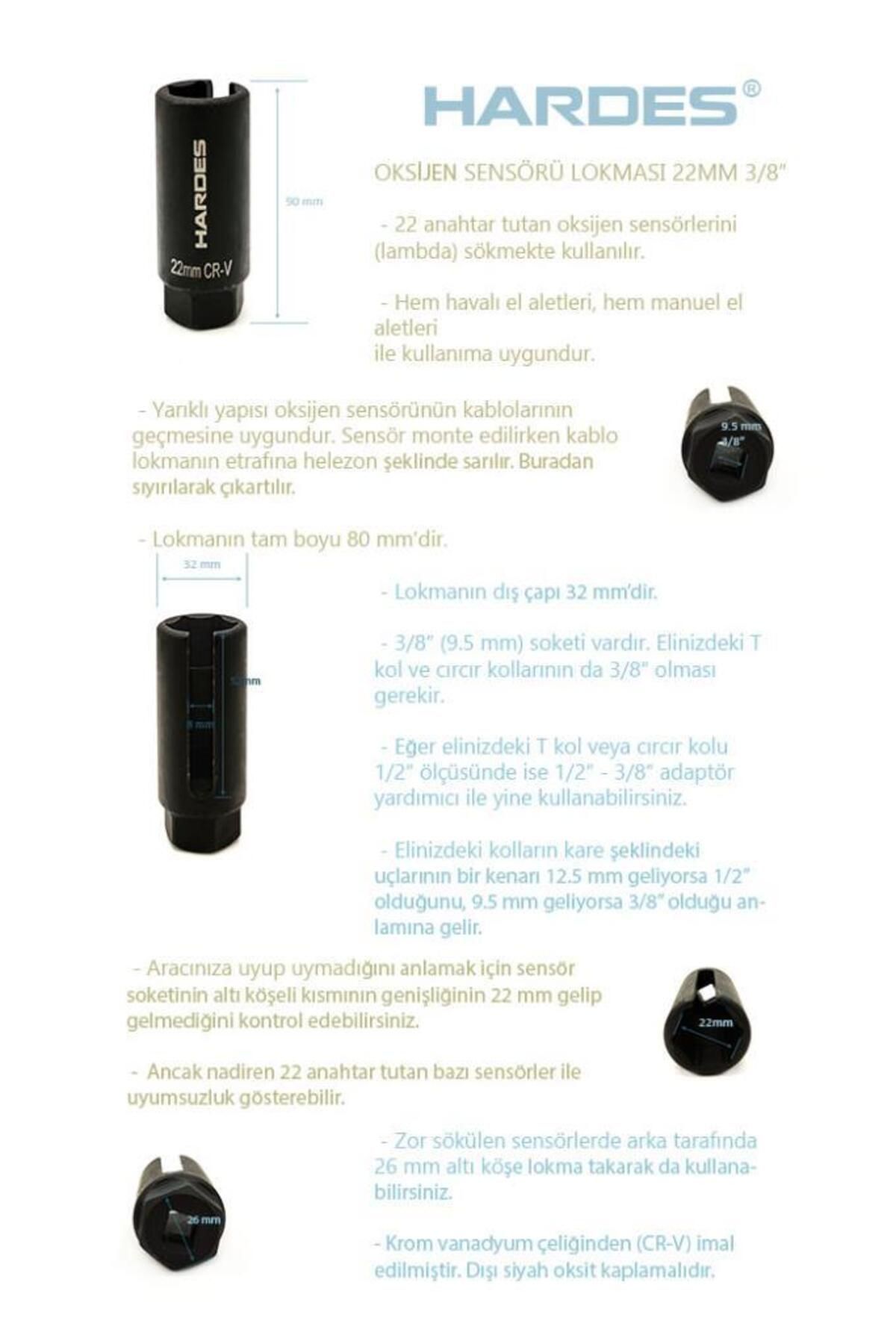 Site Hırdavat-HARDES® 22mm Air Oxygen Sensor Socket 3/8" Socket 7