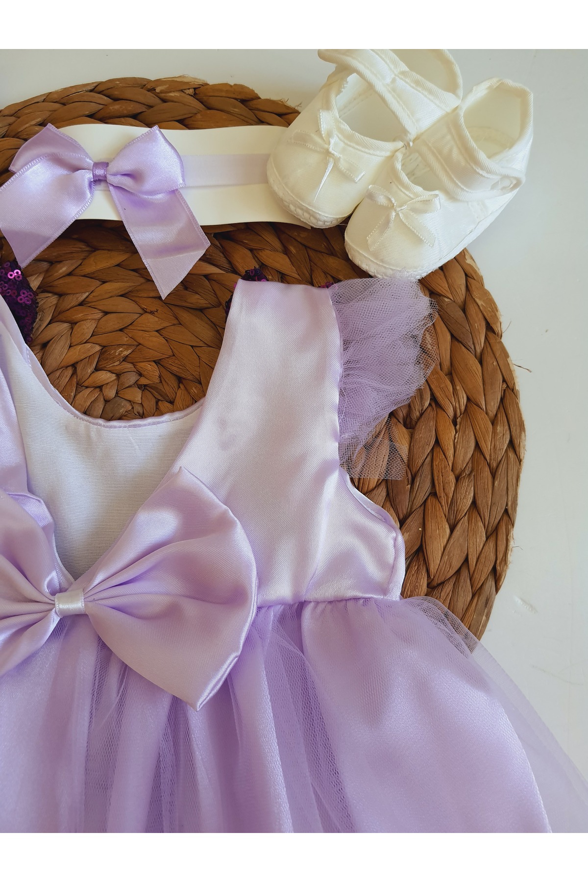 PİLEKİ BABY 0 6 AY PAYETLİ KIZ BEBEK MEVLÜT ELBİSESİ , ÖZELGÜN DÜĞÜN KINA ELBİSESİ fotoğrafı 5 (önizleme)