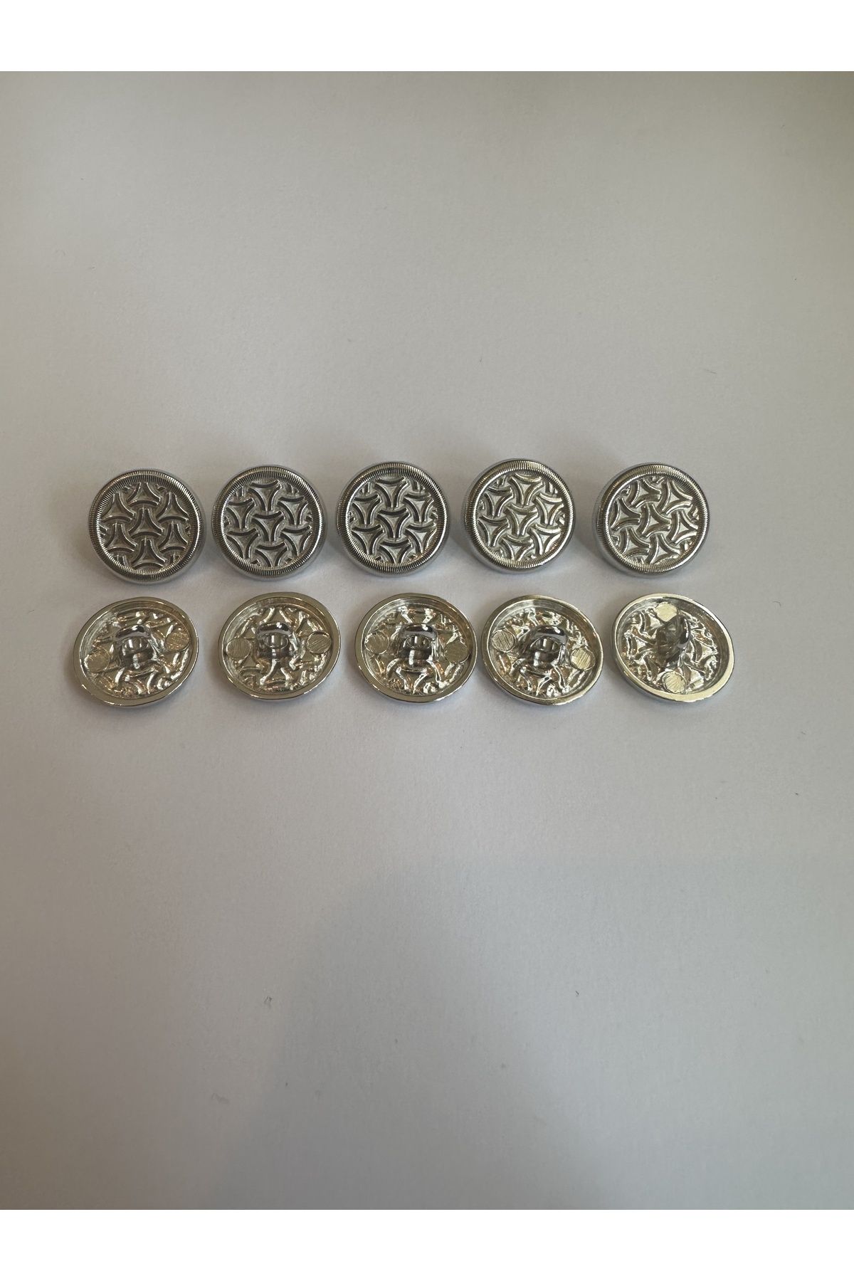 aensia-Silver Silver 23Boy Metal Button - Triangular Embossed Design, Trench Coat Jacket Button - Pack of 10 2