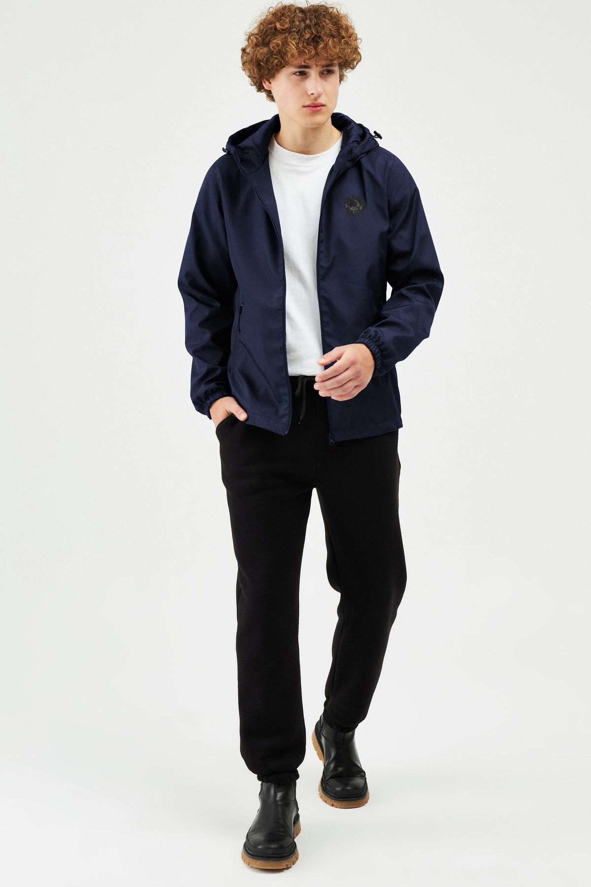 Dark blue sales windbreaker jacket