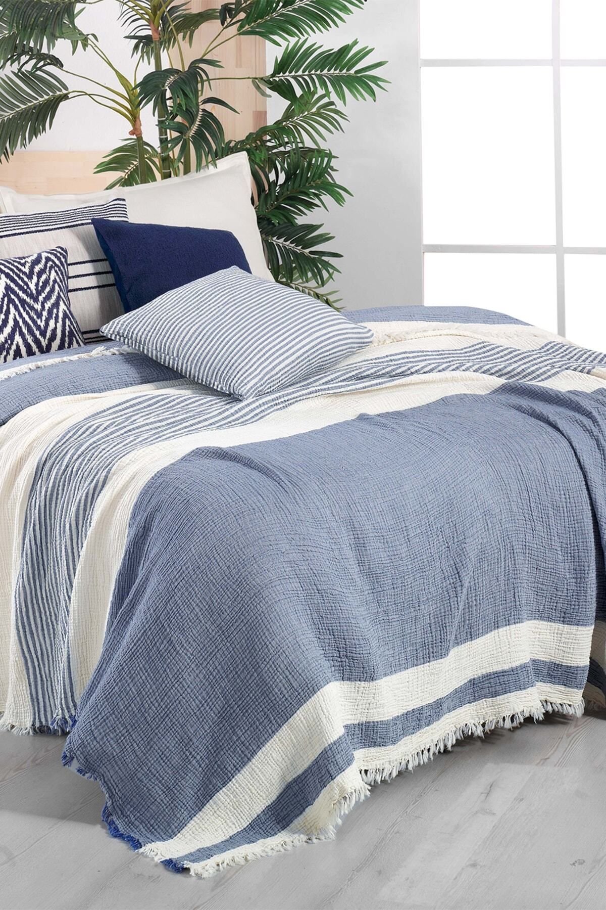 Sarev-Delphi Blue Single 100% Cotton Bedspread 2