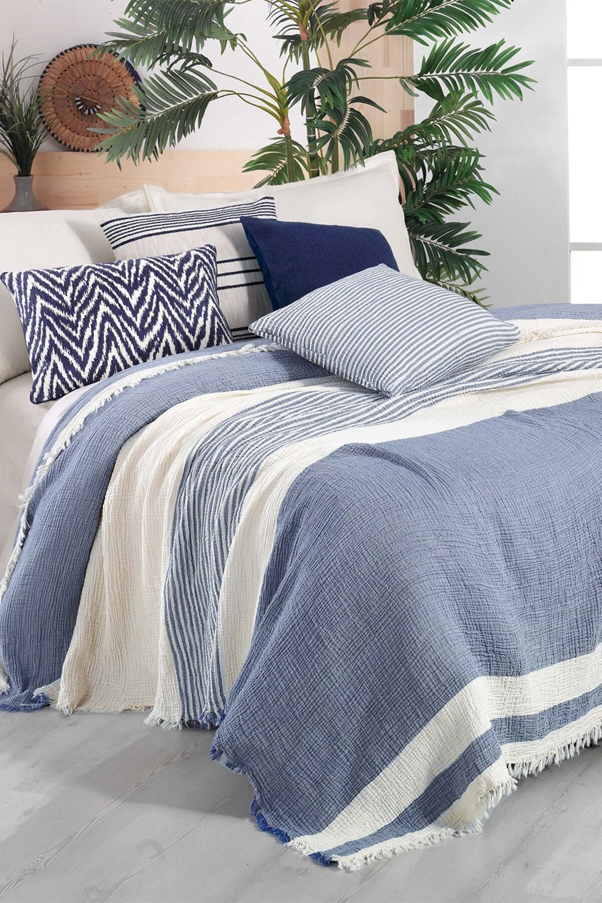 Sarev-Delphi Blue Single 100% Cotton Bedspread 3