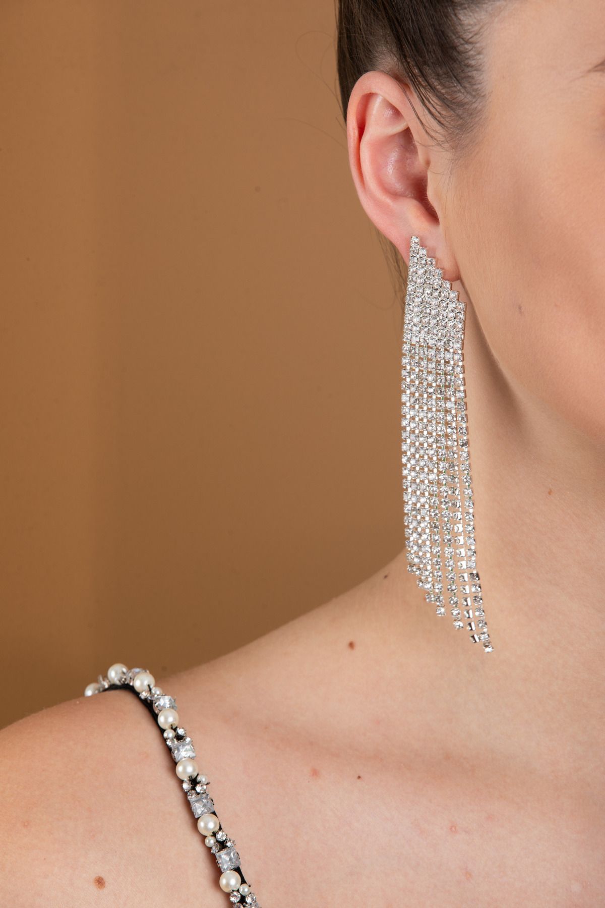Long clip on earrings discount