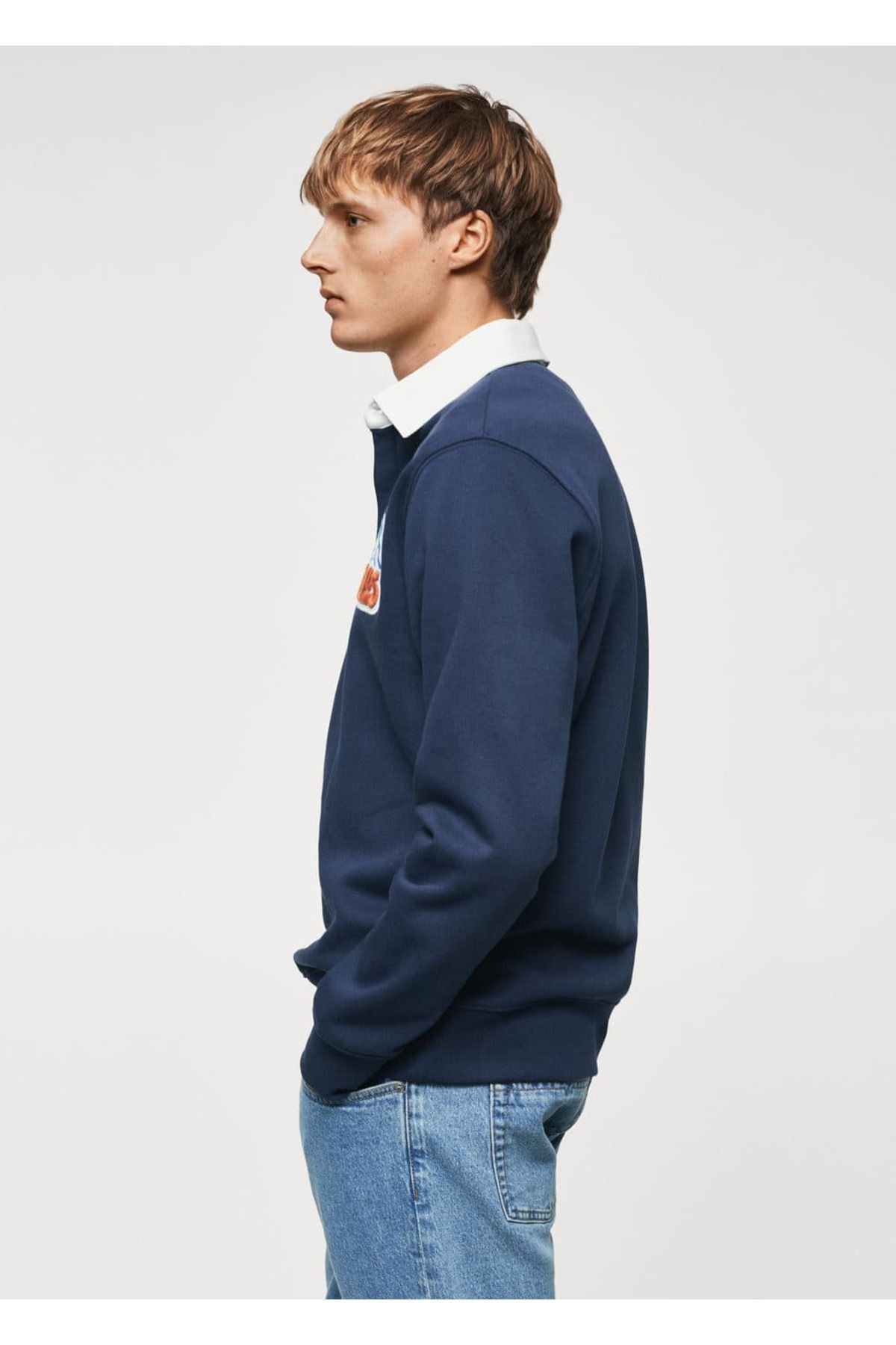 MANGO Man-Men's Embroidered Cotton Polo T-Shirt 8