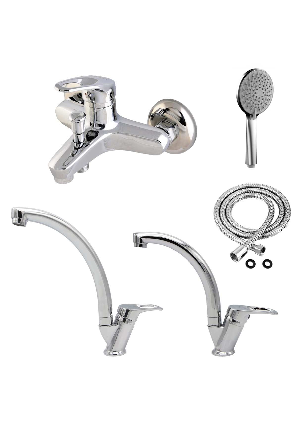 Depolife Mutfak eviye Lavabo Banyo Batarya Seti Tasarruflu musluk çeşme 3 Parça pirinç Takım