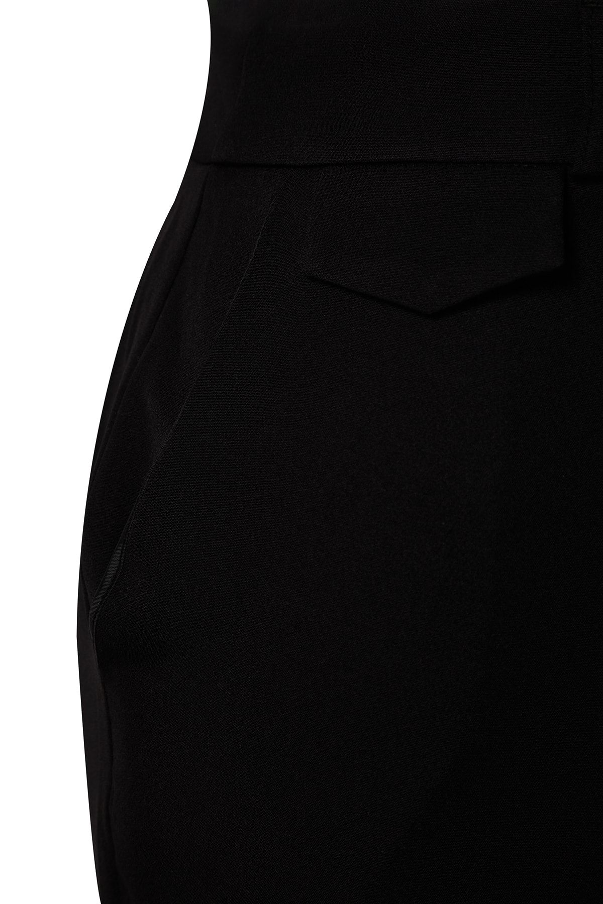 Trendyol Curve-Pantaloni drepti negri cu talie înaltă - țesătură TBBAW24AR00000 8