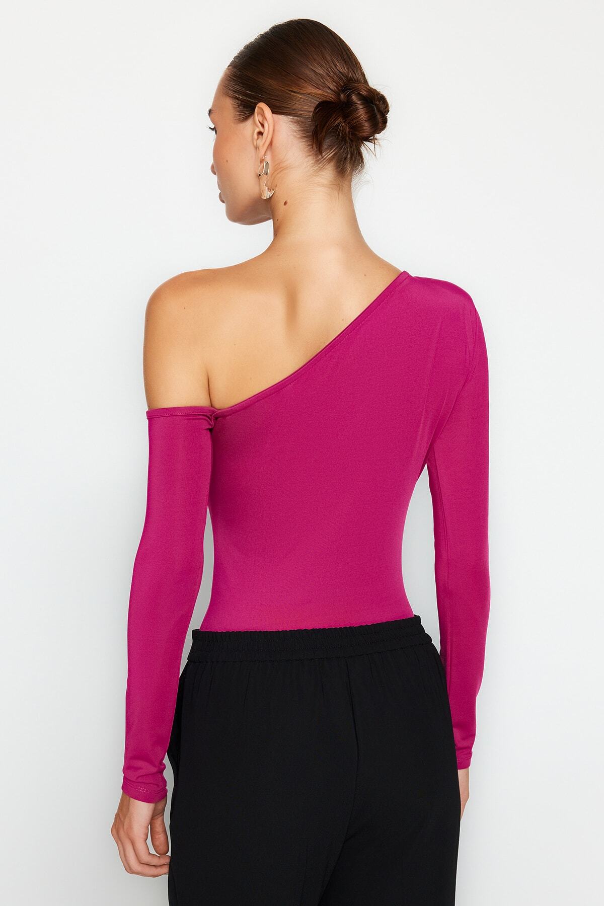 Trendyol Collection-Fusya Асиметричний комір з довгим рукавом Orme Body TWOAW22BD0080 6