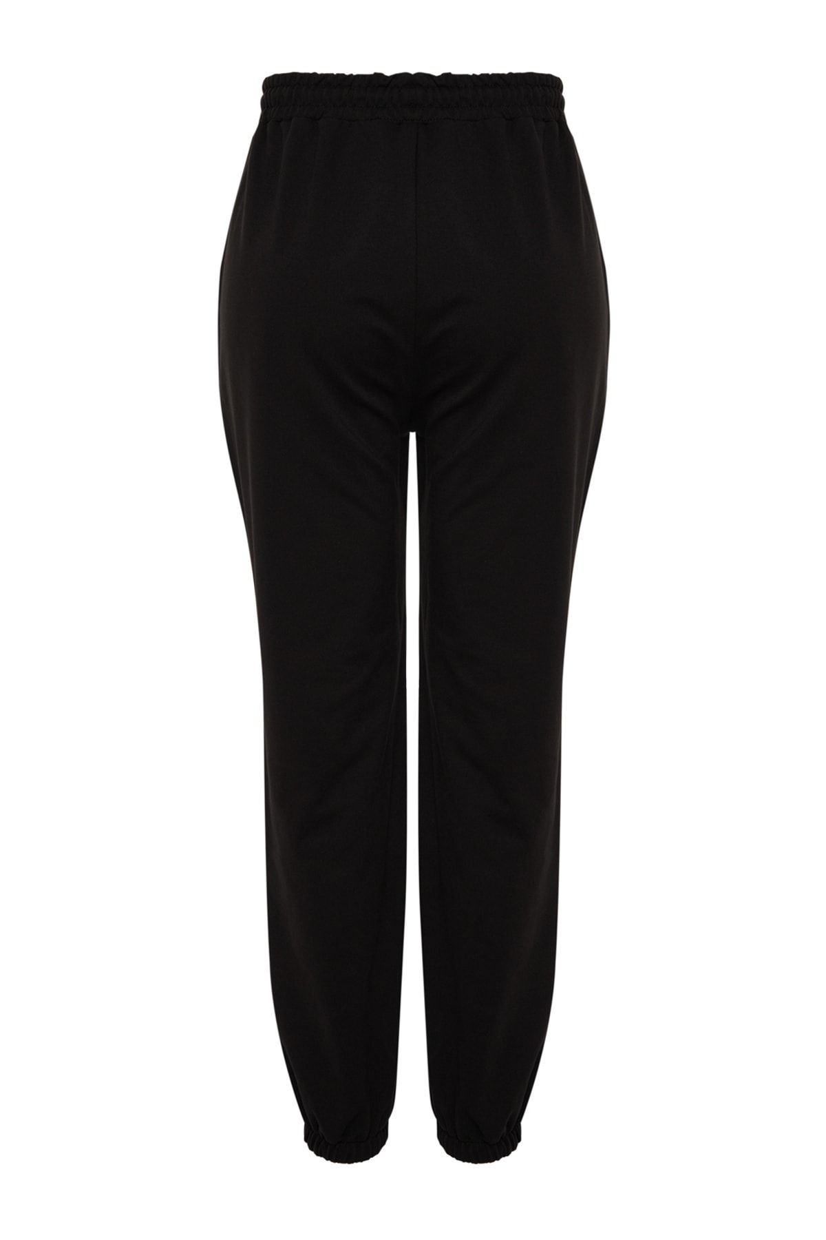 Trendyol Curve-Černé tepláky Jogger Leg Elastické pletené Plus Size Tbbss22Ea0065 8
