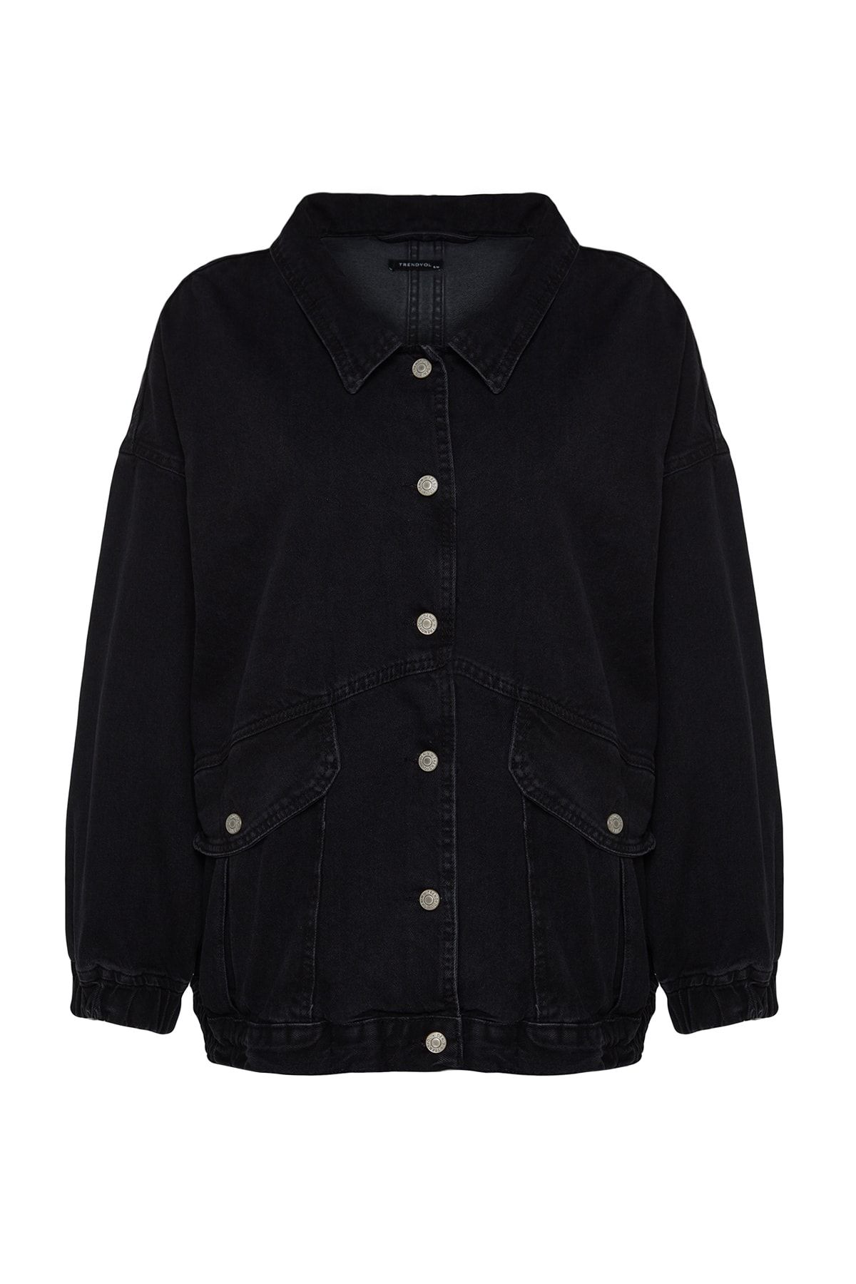 Kolekcia Trendyol-Čierna oversize džínsová bunda s detailom vrecka TWOSS21CE0289 7