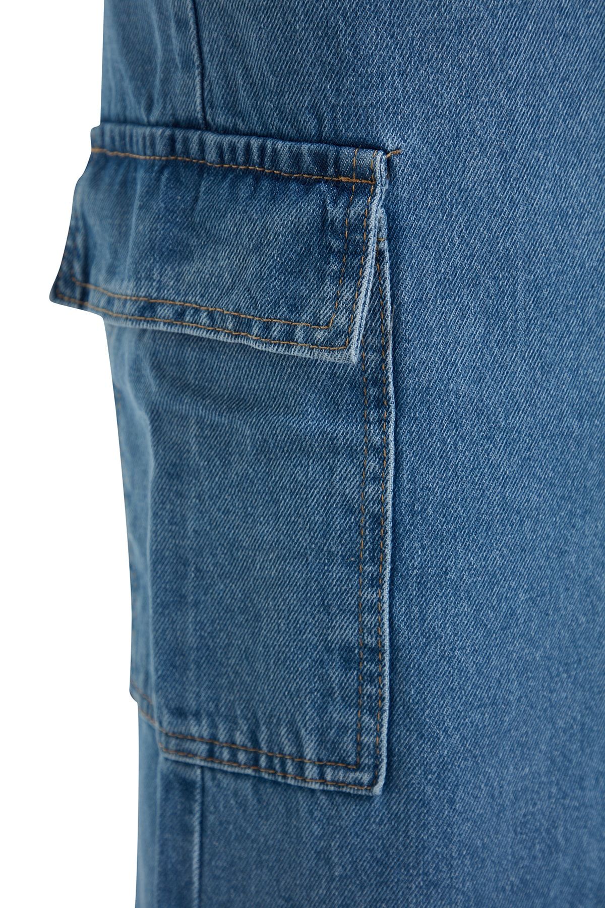 Trendyol Collection-Blauer Maxi-Jeansrock mit Cargo-Tasche TWOAW24ET00133 7