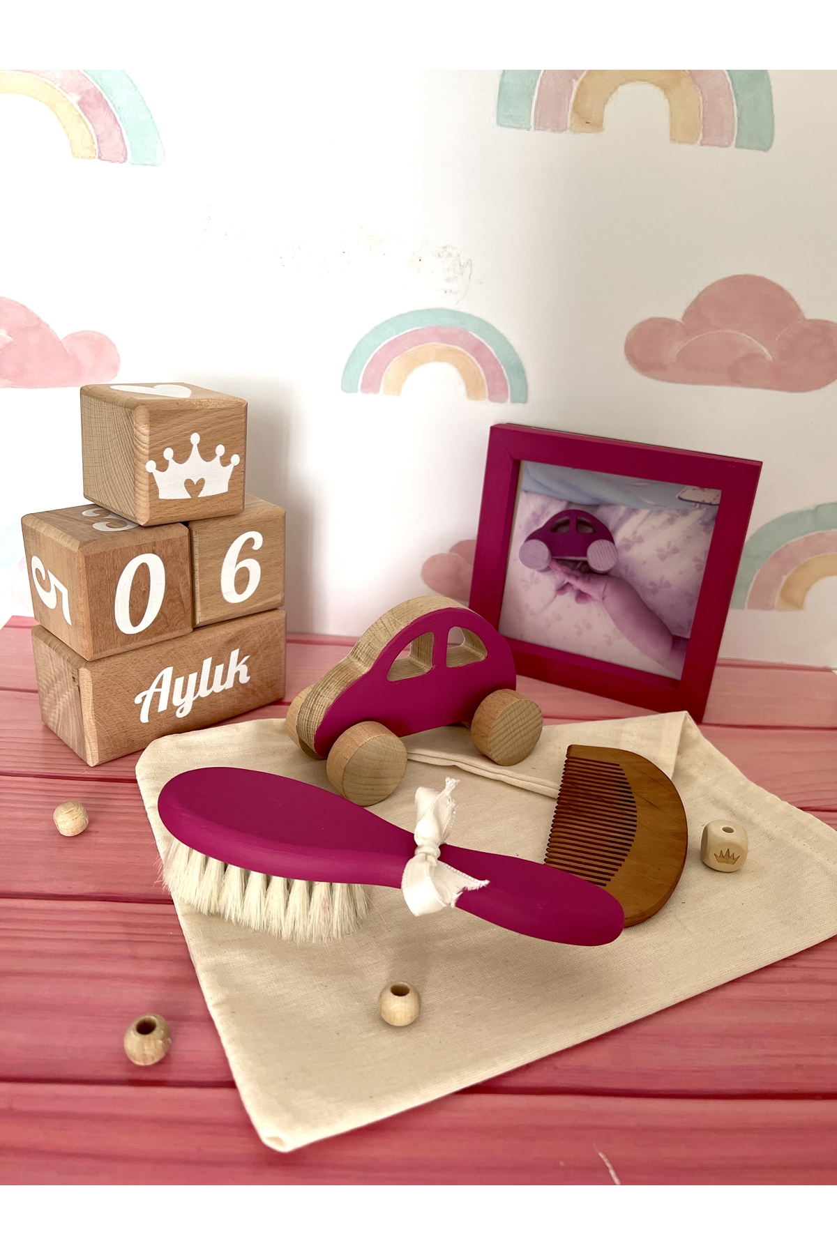 Bebek anı küpü 5li set pembe
