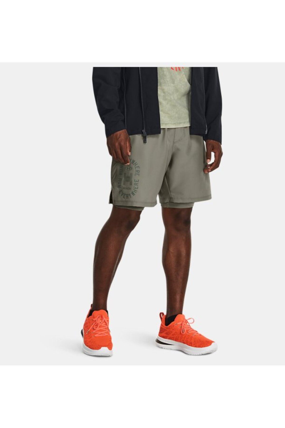 شورت ورزشی خاکستری مردانه UA در همه جا کوتاه 1379294 504 رانینگ می شود Under Armour