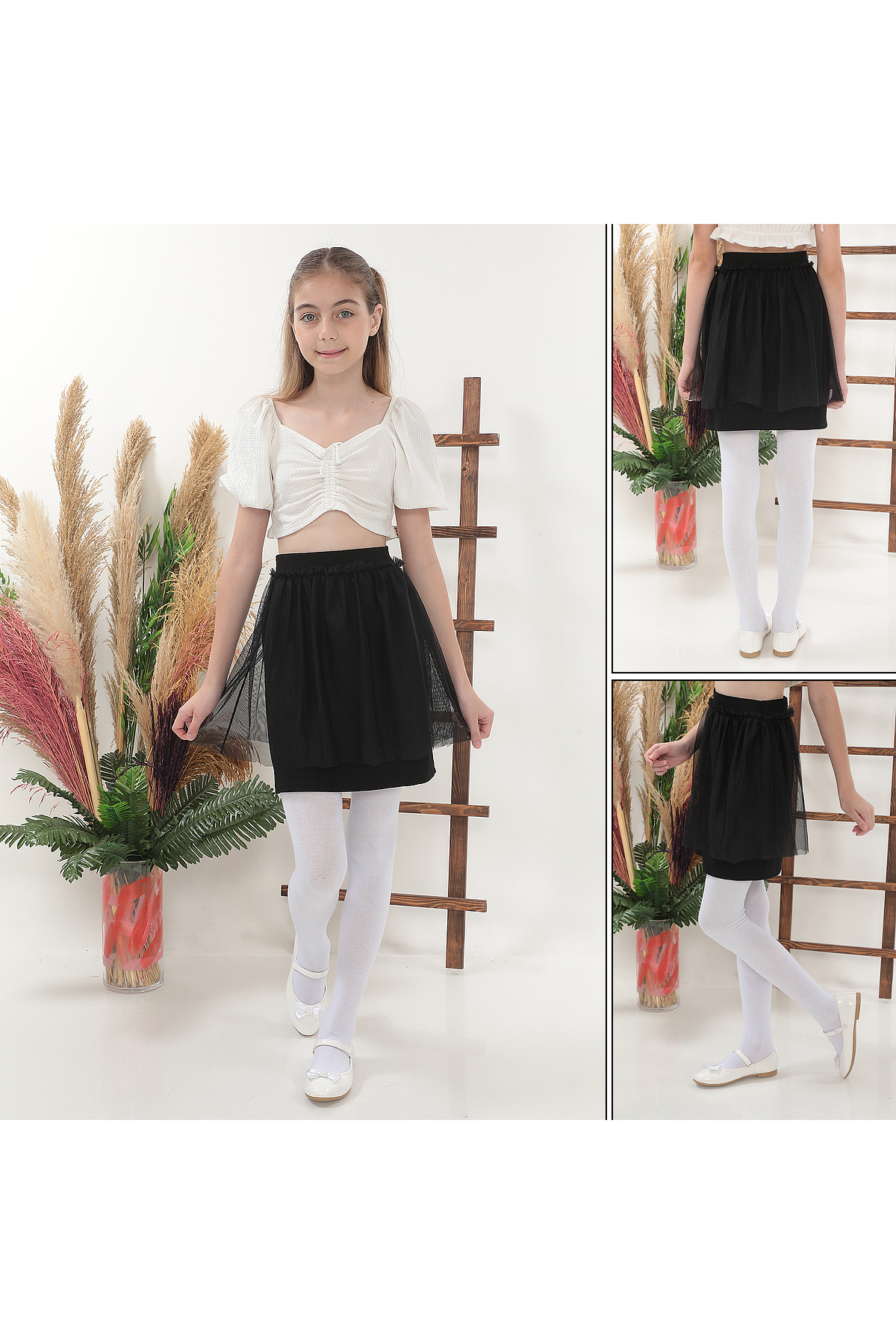 Cotton 4 Season School Socks with Pantyhose, Girls Plain Pantyhose Casual Socks,