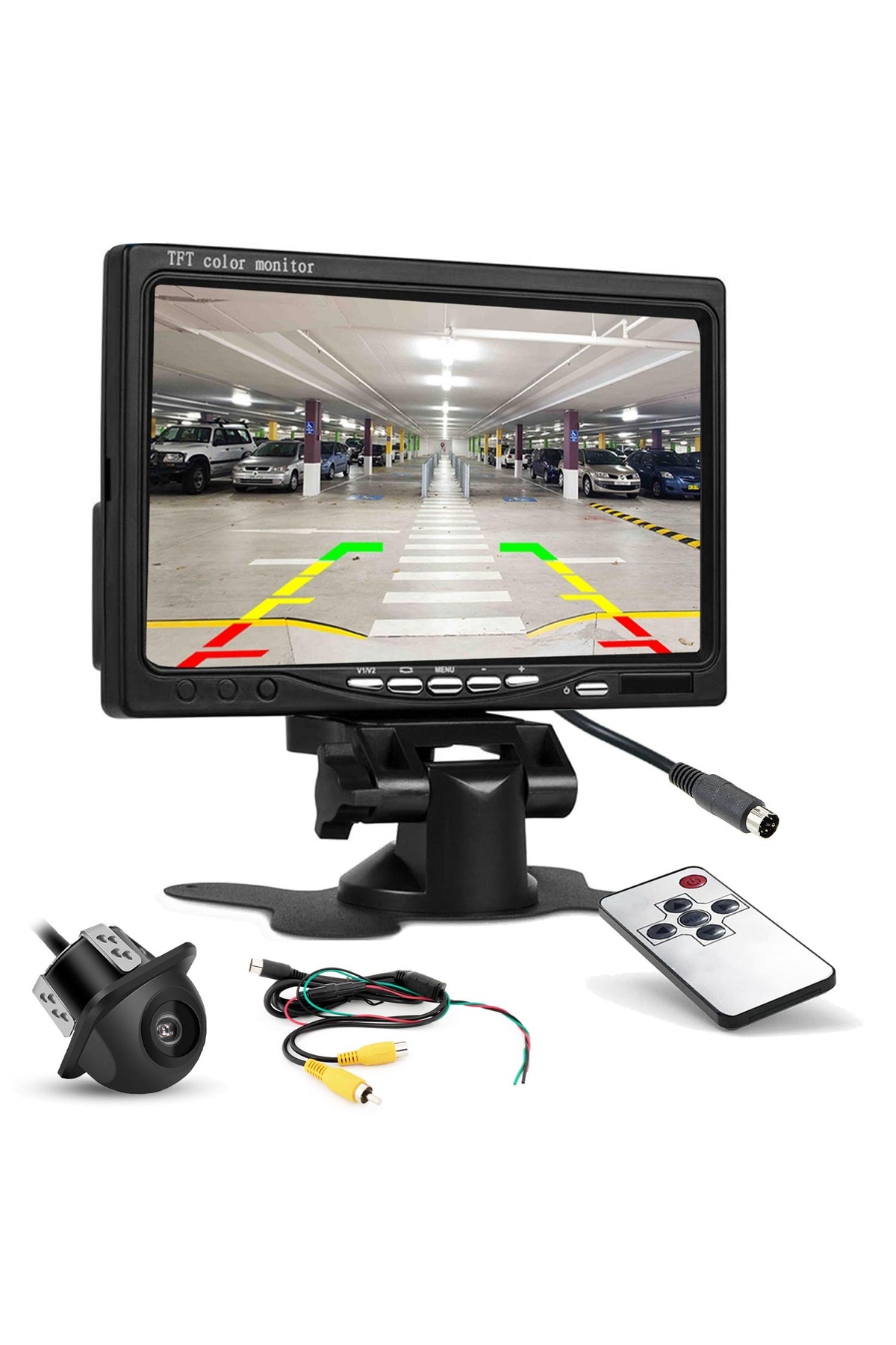 Genel Markalar 7 Inç Uyumlu  Renkli Ekran + Geri Vites Kamera (Tampona Gömülerek Monte Edilen Kamera Modeli)