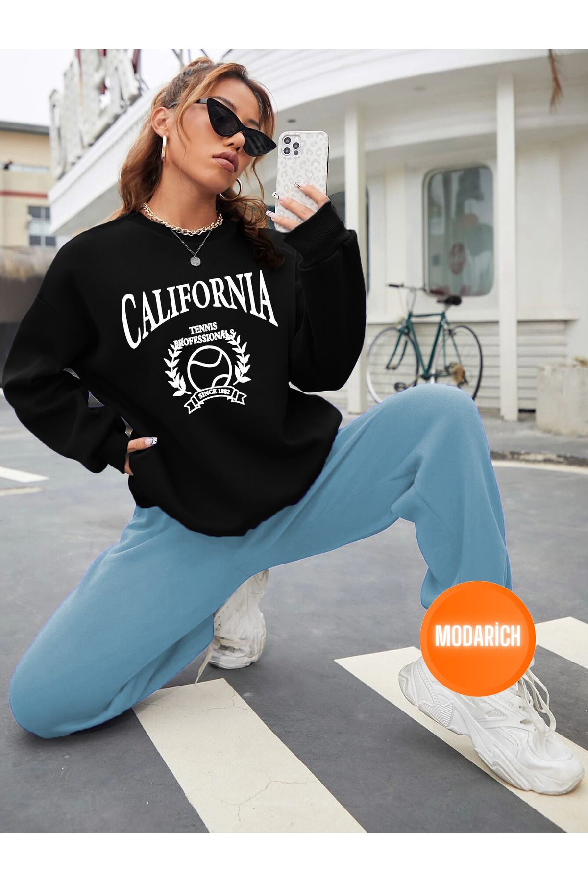 Light blue sweatpants and sweatshirt hot sale