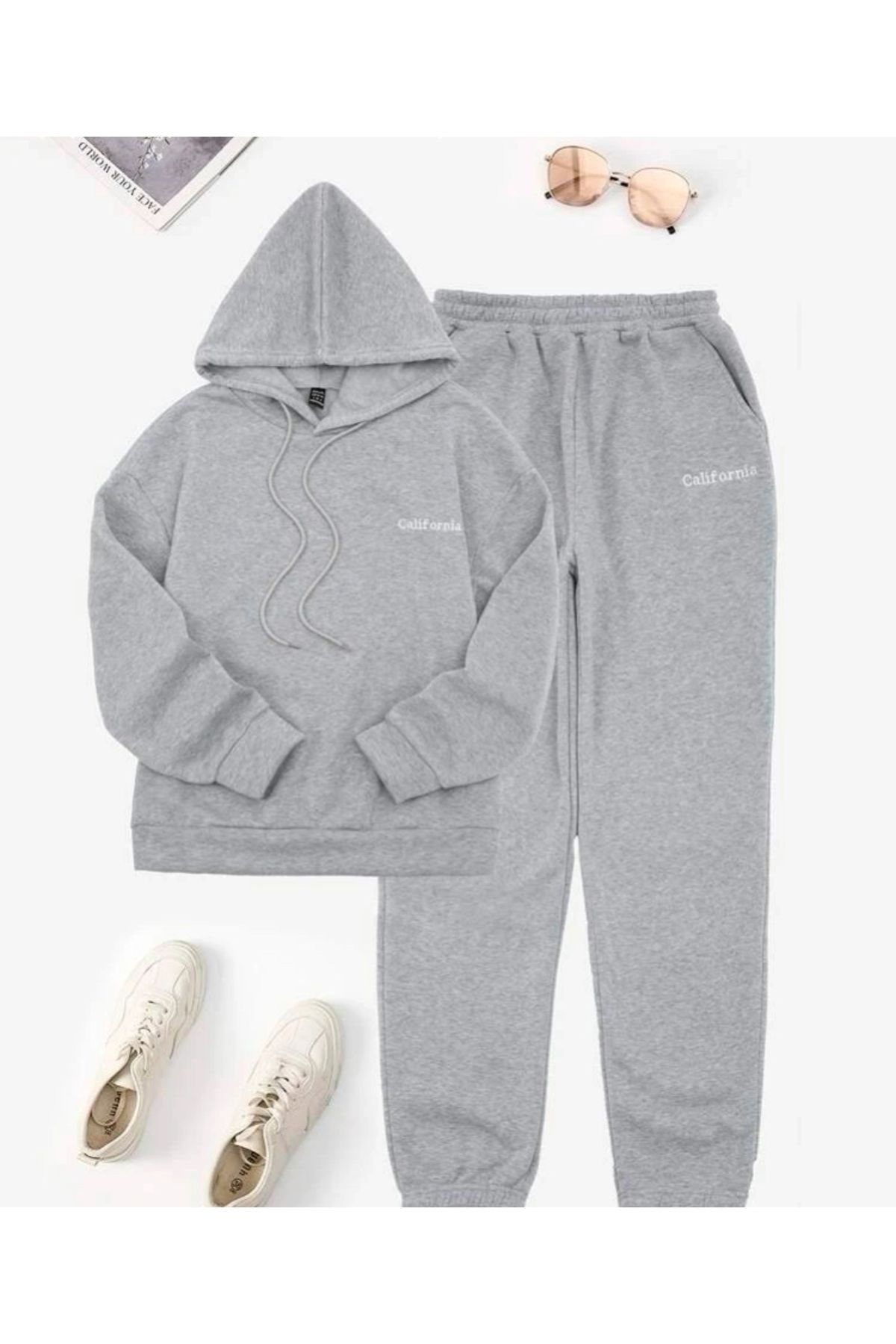 Grey top hooded tracksuit