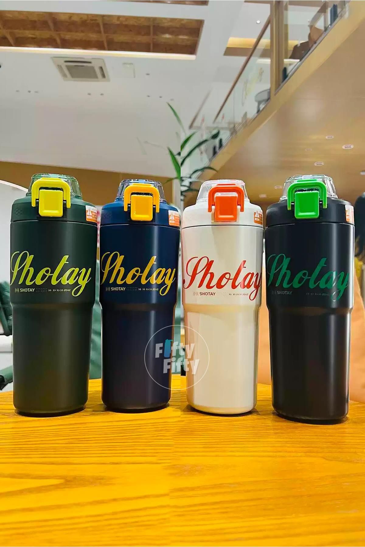 Shotay Comfortable Drinking 600ml Strawless Handled Water Bottle with  Lockable Lid and Measuring Scale - Trendyol