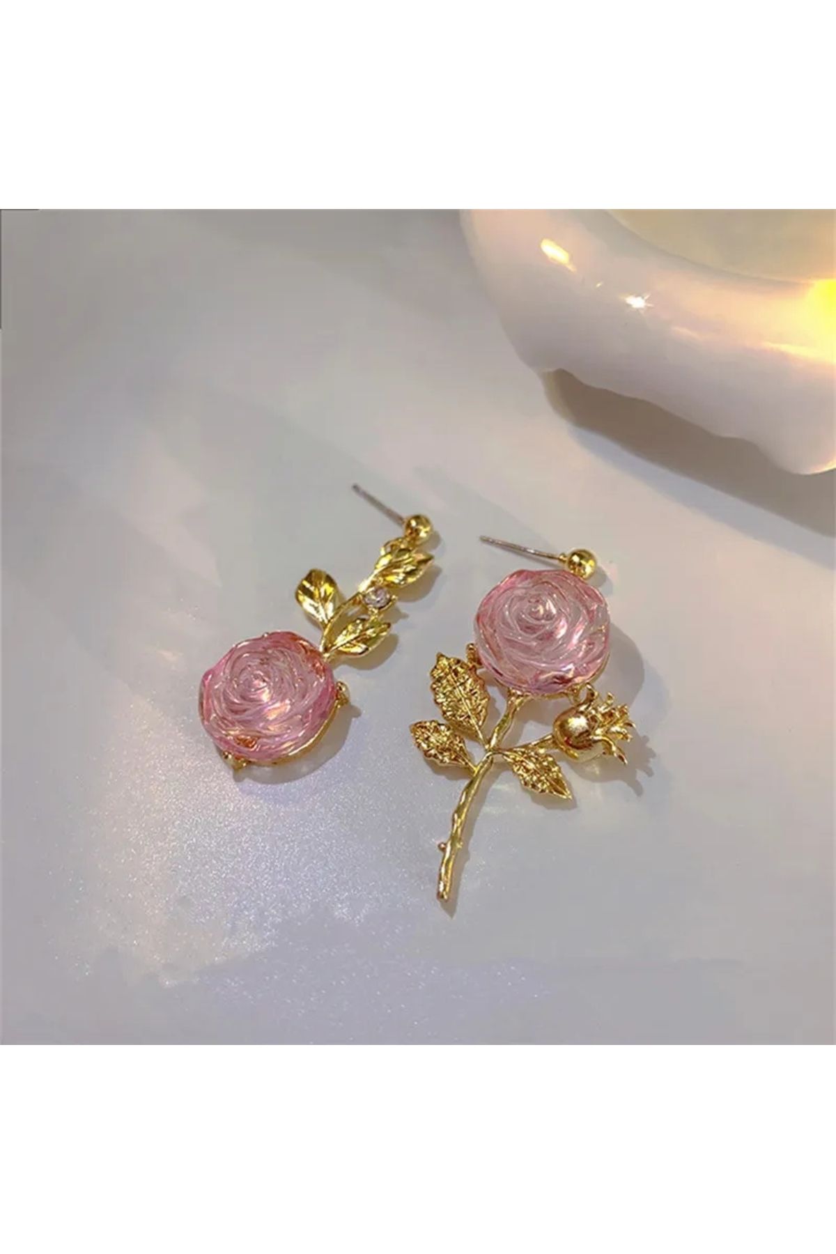 Pink hot sale gold earrings