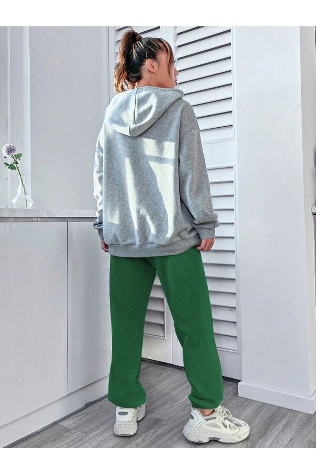Green and sale grey hoodie