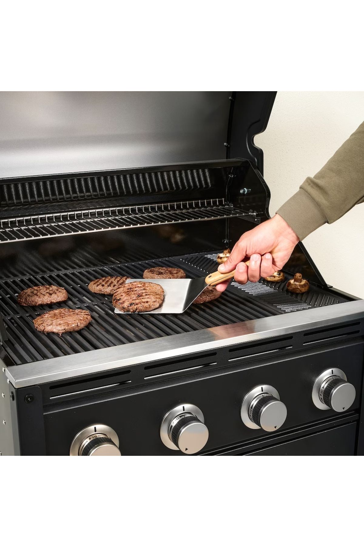 IKEA-GRILLTIDER 30 Cm Stainless Steel Grilled Hamburger Spatula Wooden BBQ Barbecue Spatula 5