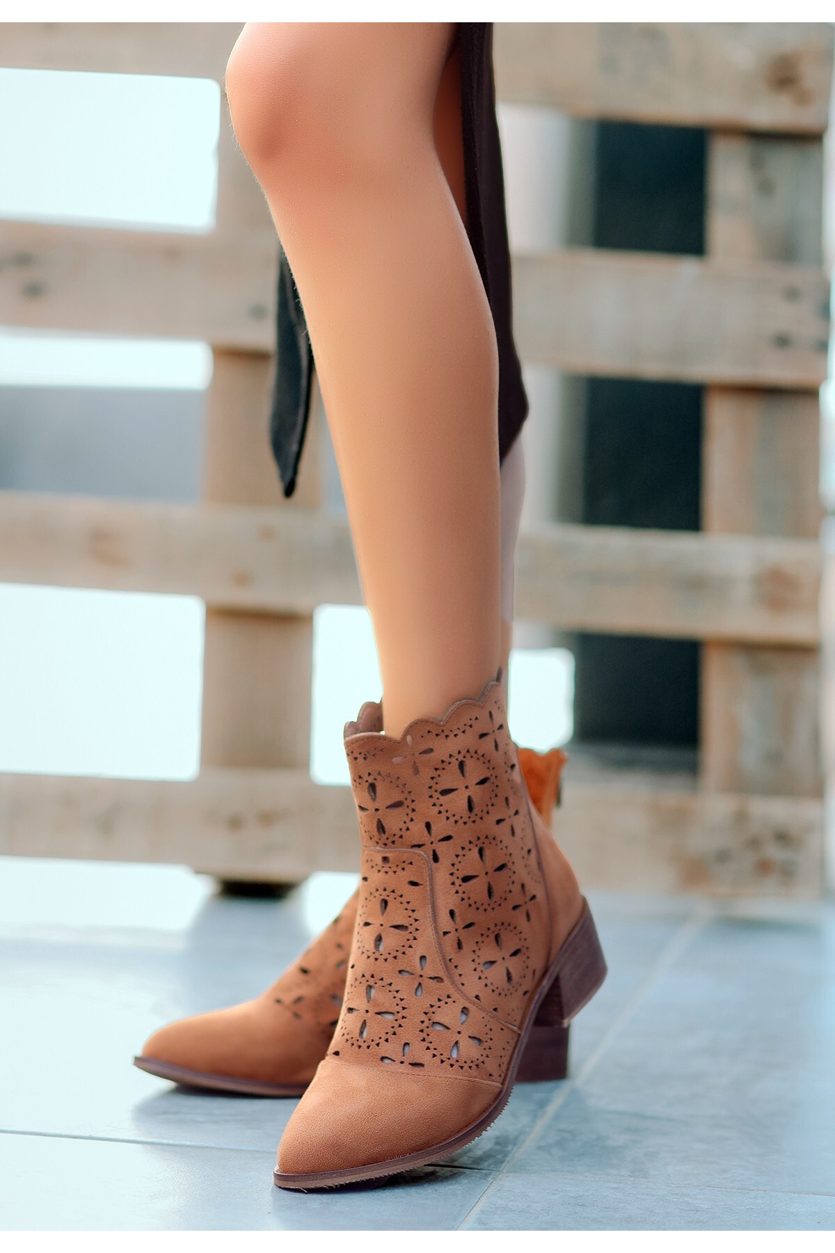 Marliya Taba Süet Topuklu Bot