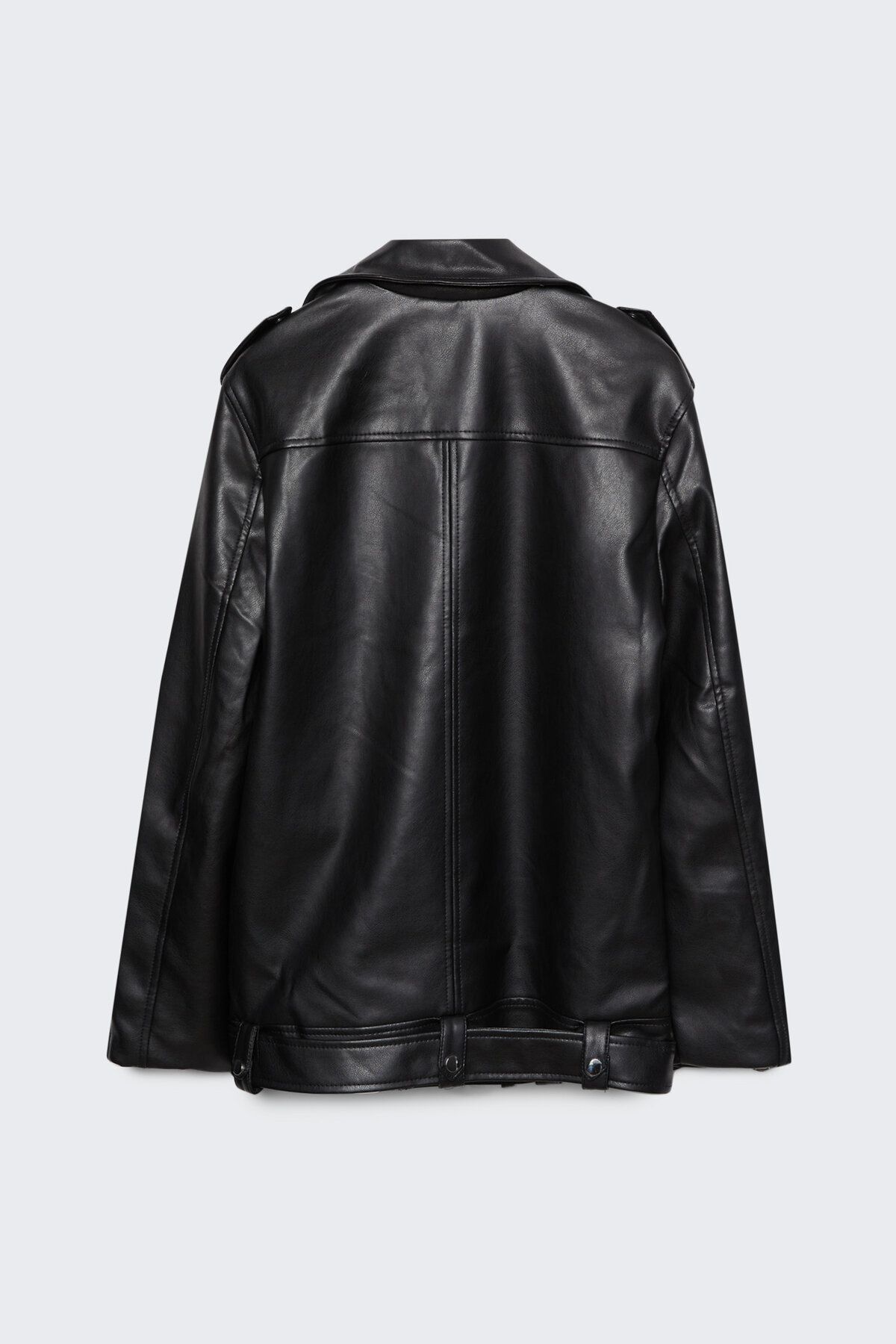 Suni Deri Oversize Biker Ceket