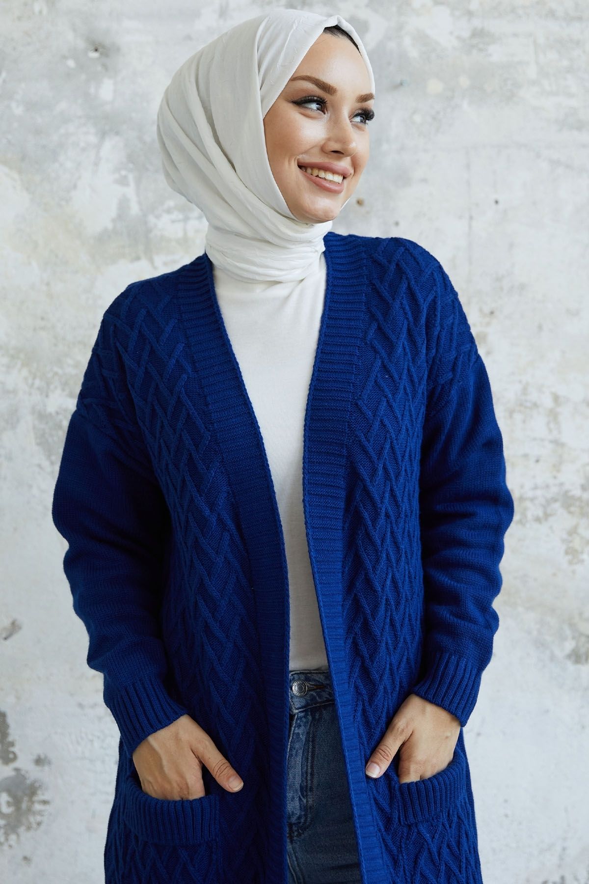 InStyle Rumy Knitted Knitwear Cardigan Navy Blue Trendyol