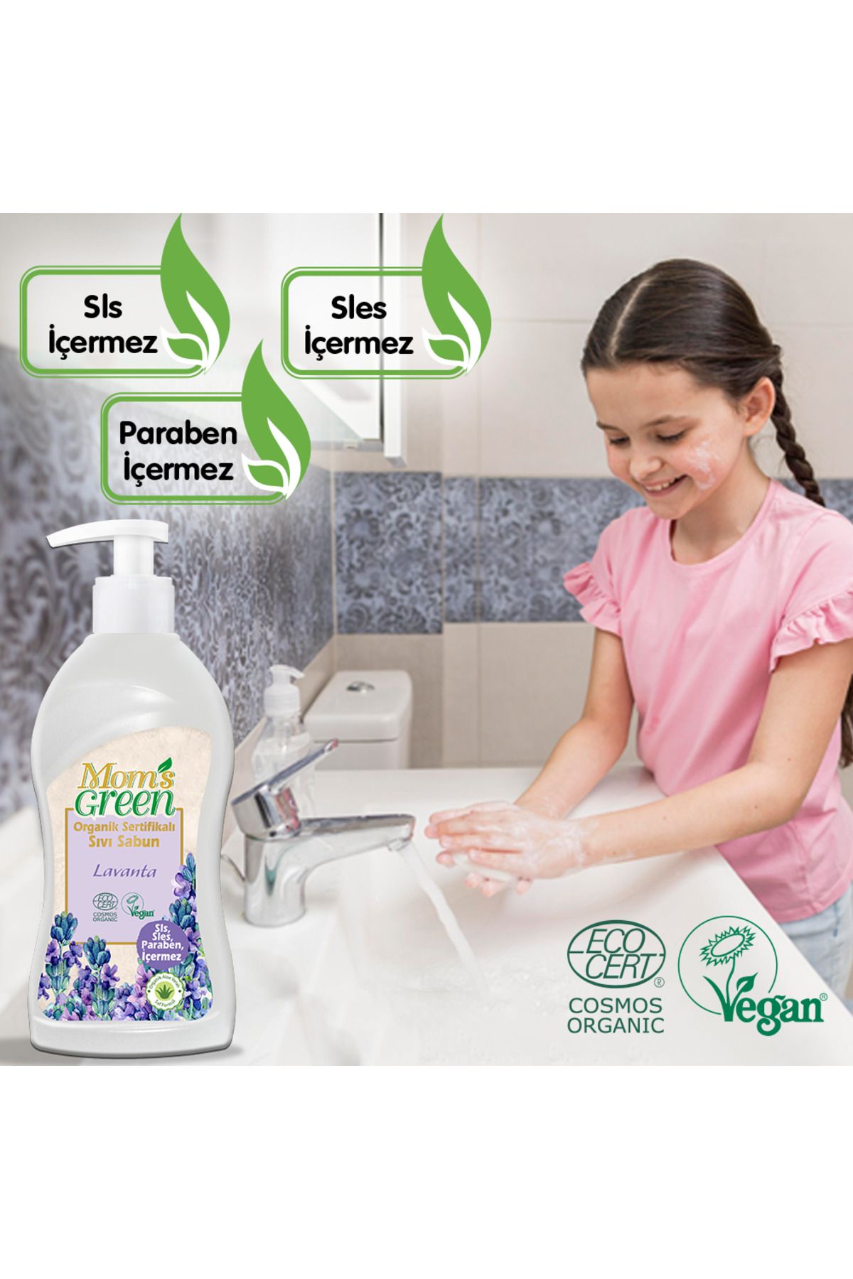 ست 2 عددی صابون مایع دارای گواهی ارگانیک - اسطوخودوس 1500 میلی لیتر 500 میلی لیتر Mom's Green