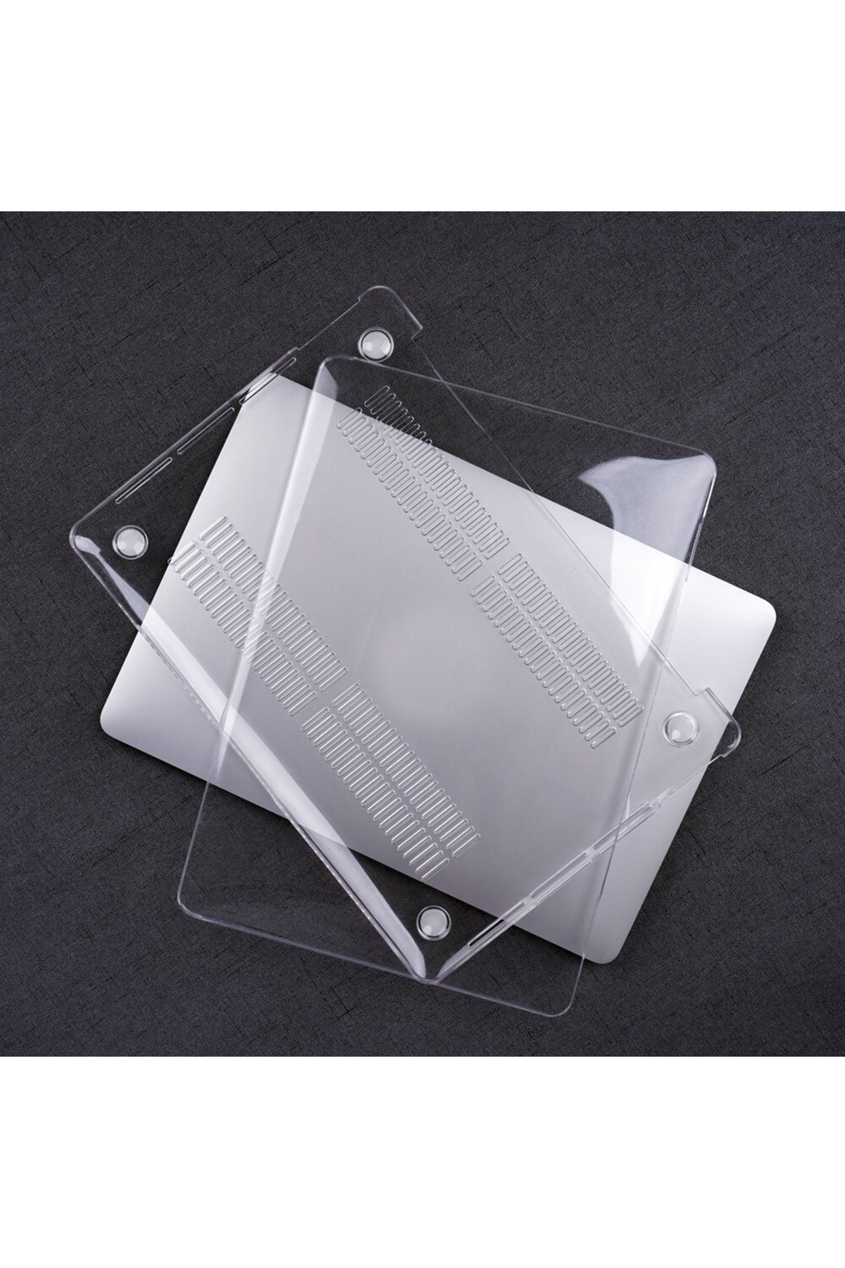 Macbook Air 13 M1 2021 Kılıf Koruyucu Kapak 13.3" A2337 Uyumlu Şeffaf Parlak Tasarım Hava Kanallı 2