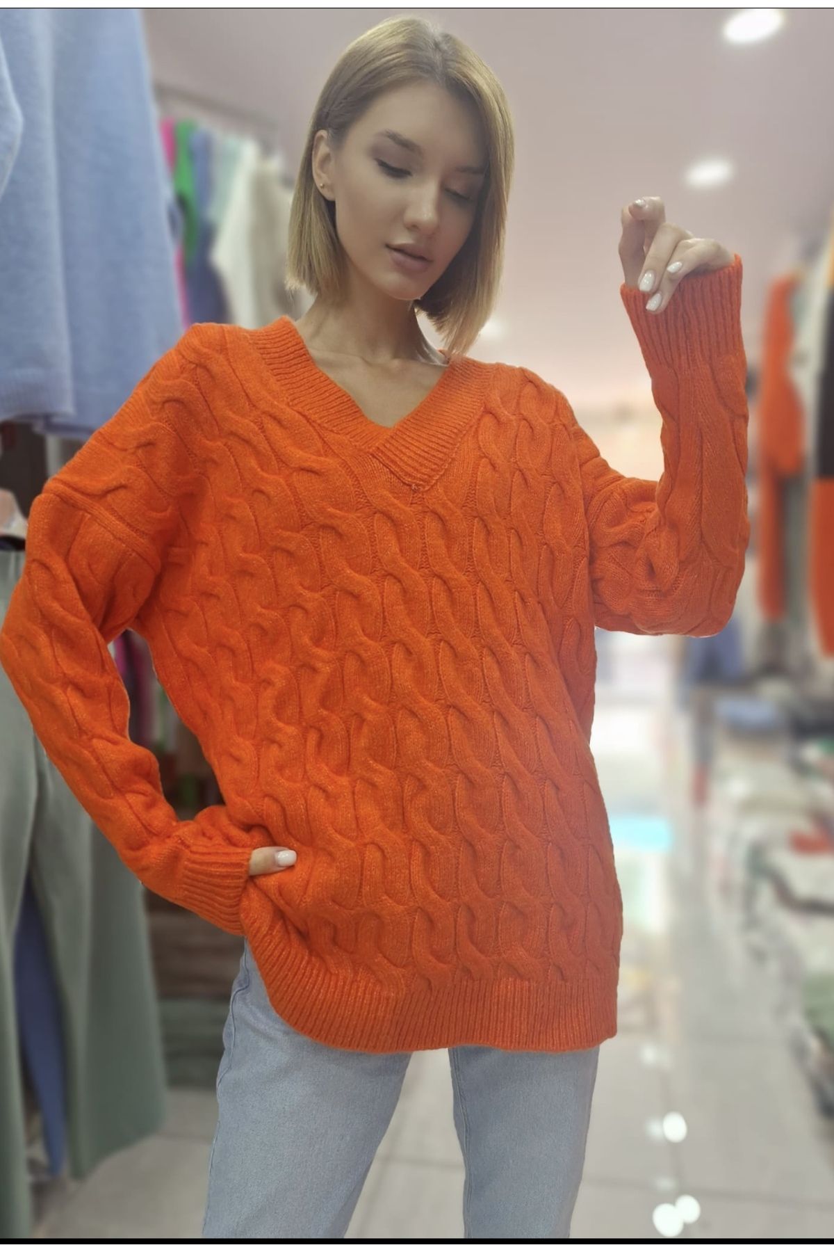 ÇİGDEMCE HOM-Oversize Knitwear Women's Sweater 2