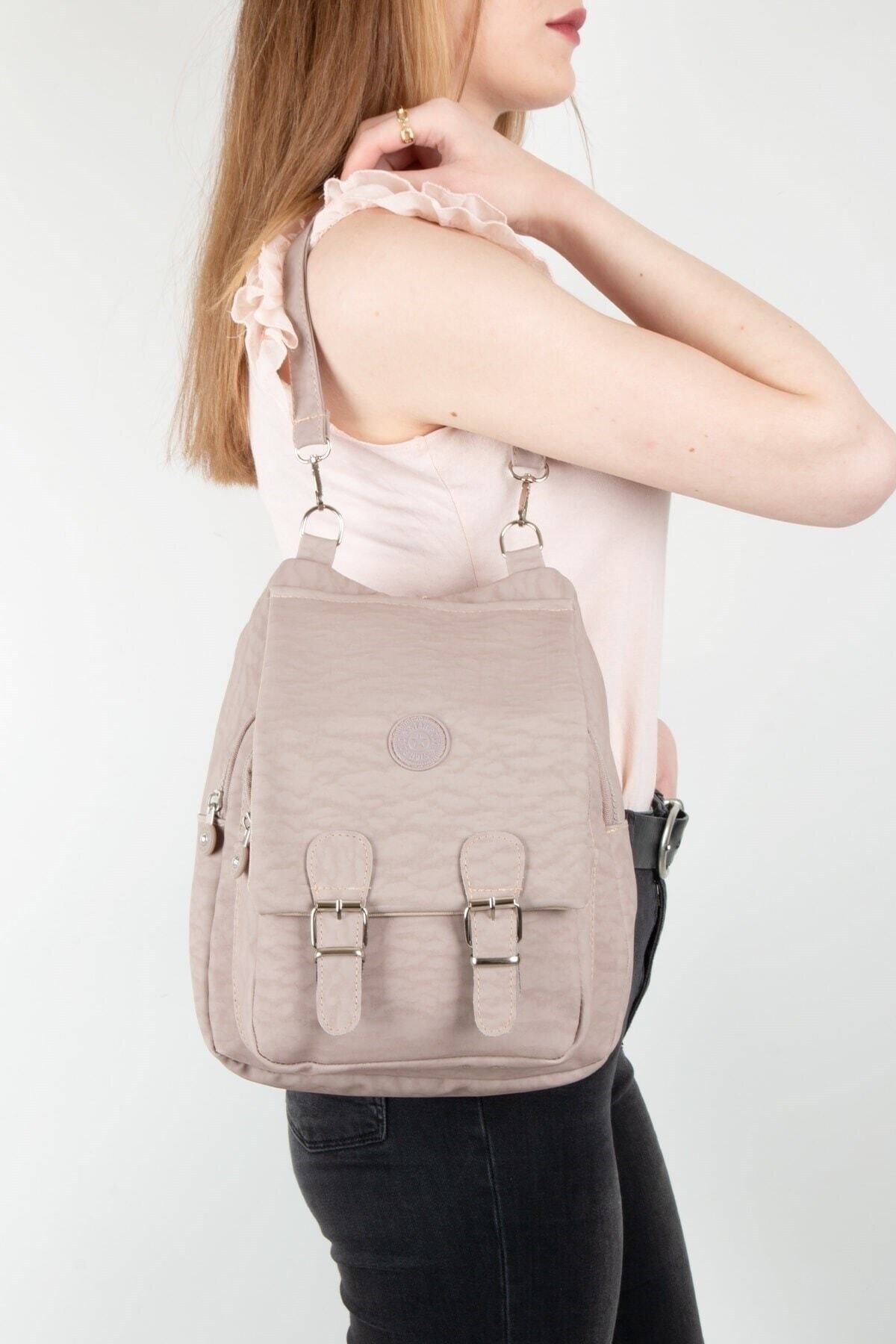 Luxe Bag Waterproof Crinkle Fabric Women s Shoulder and Backpack Trendyol