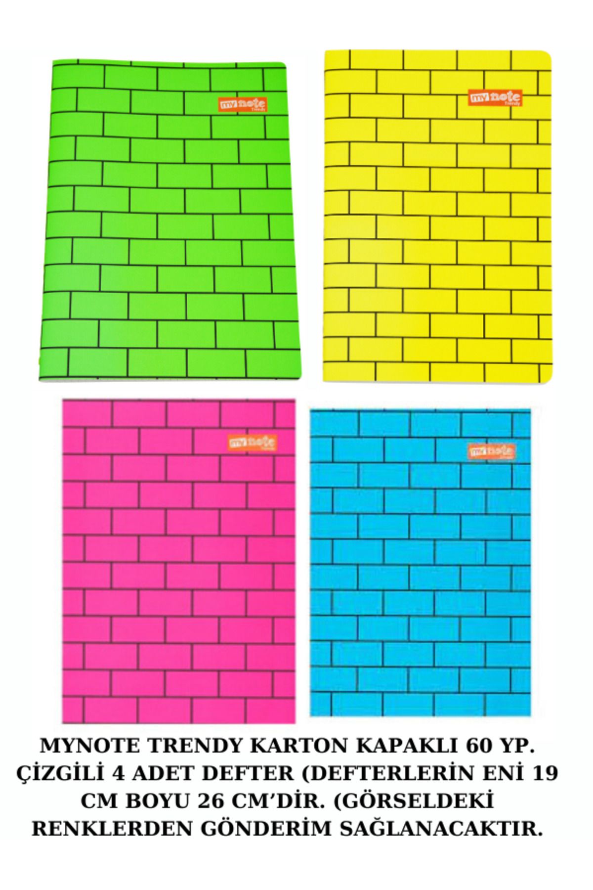 Mynote-Umur Trendy Cardboard Covered 60 YpLined 4 Color Notebook Set 1