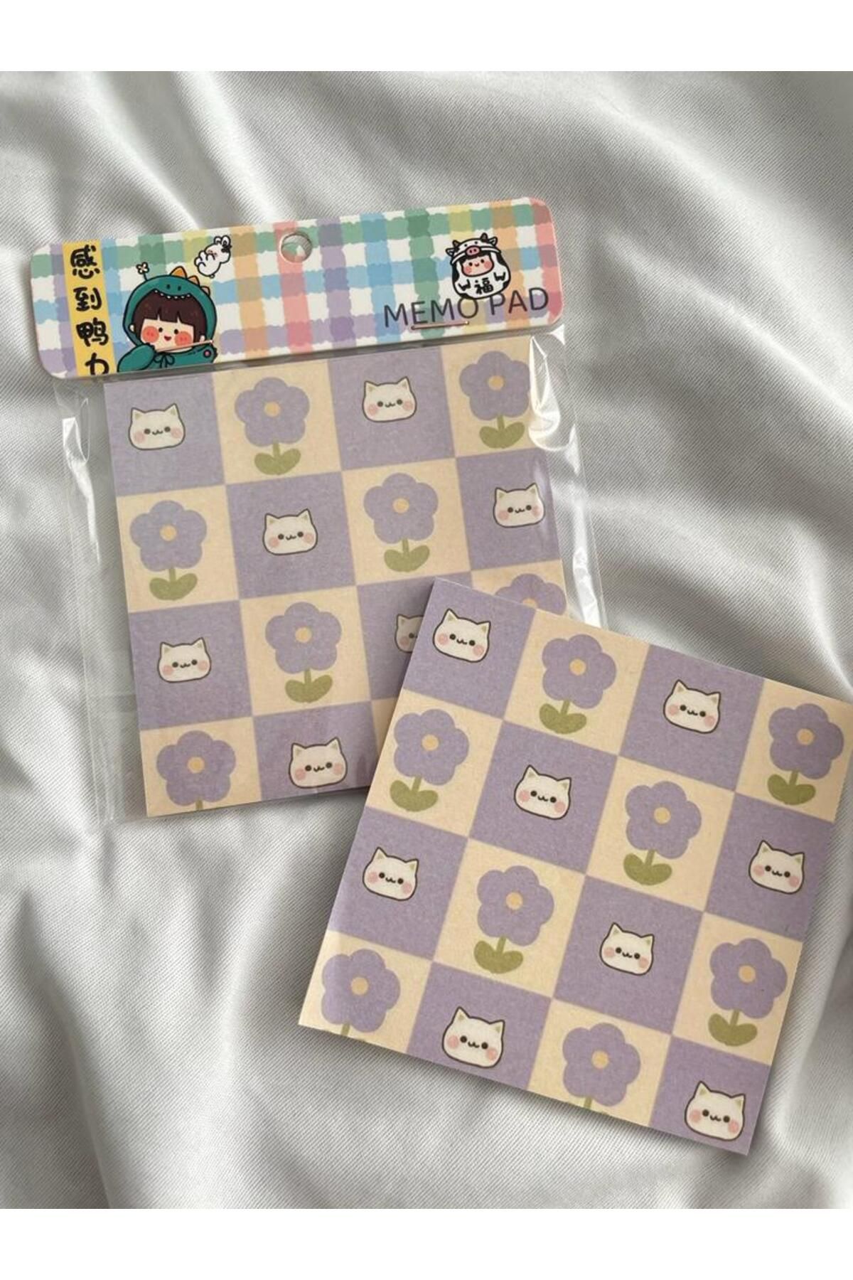 Planet Butik-Purple Cat Memo Pad Square Notepad 1
