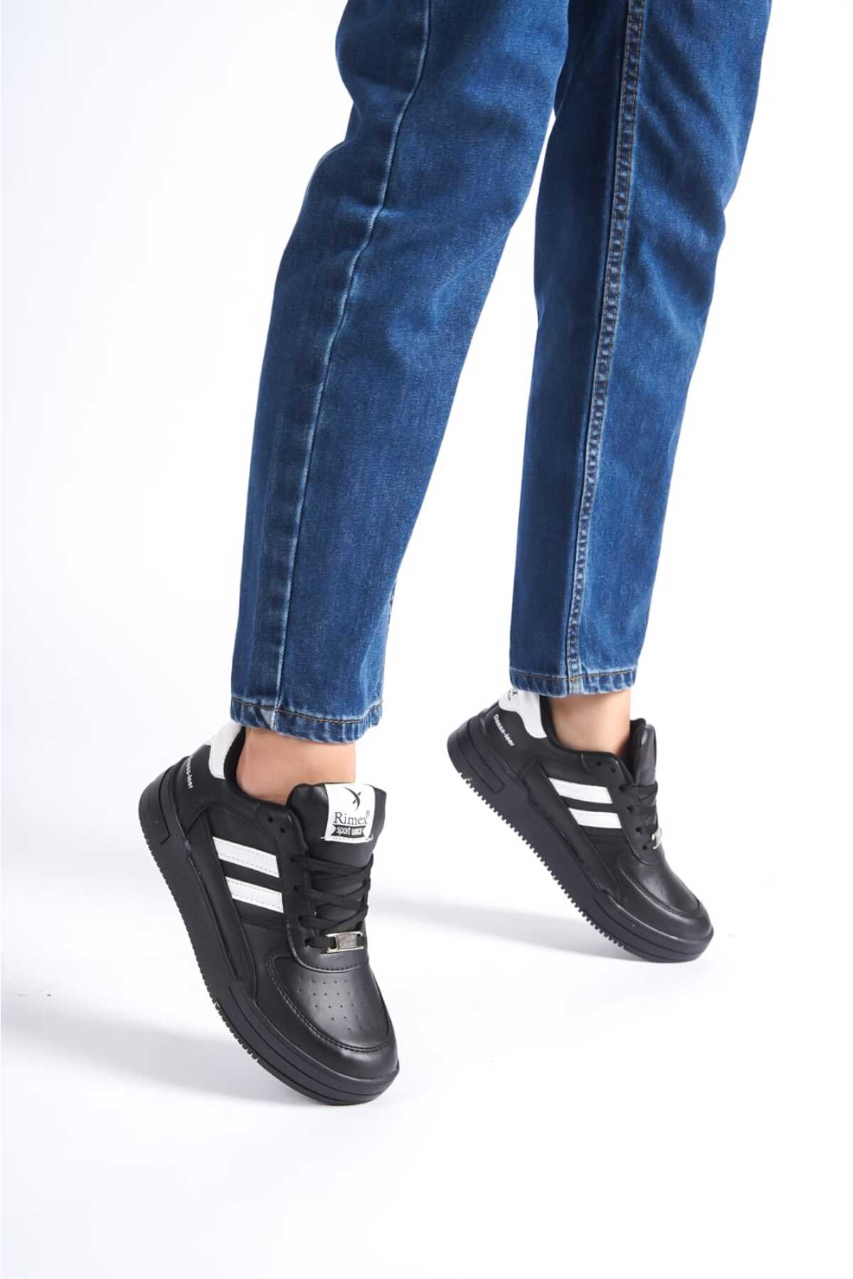 Black White Unisex 2 Stripes Rimex Orthopedic Casual Sneaker Wsb0532