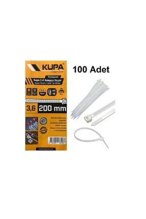Kupa Cırt Kelepçe -Plastik -Beyaz -3,6x200mm -(Pk.İçi/Ad.: 100Adet)