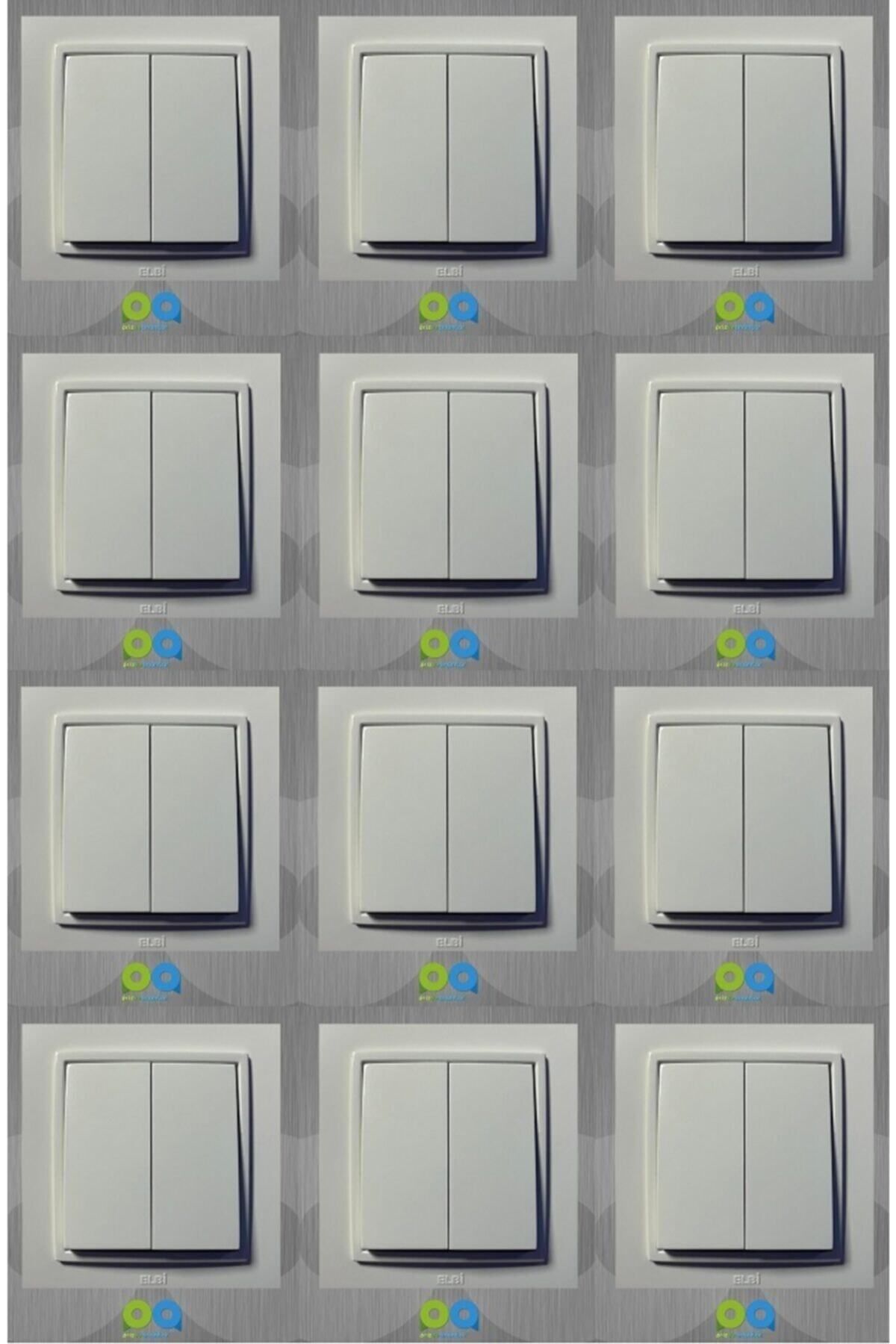 ELBİ-Zena Commutator Double Switch with Frame White 12 Pieces 1