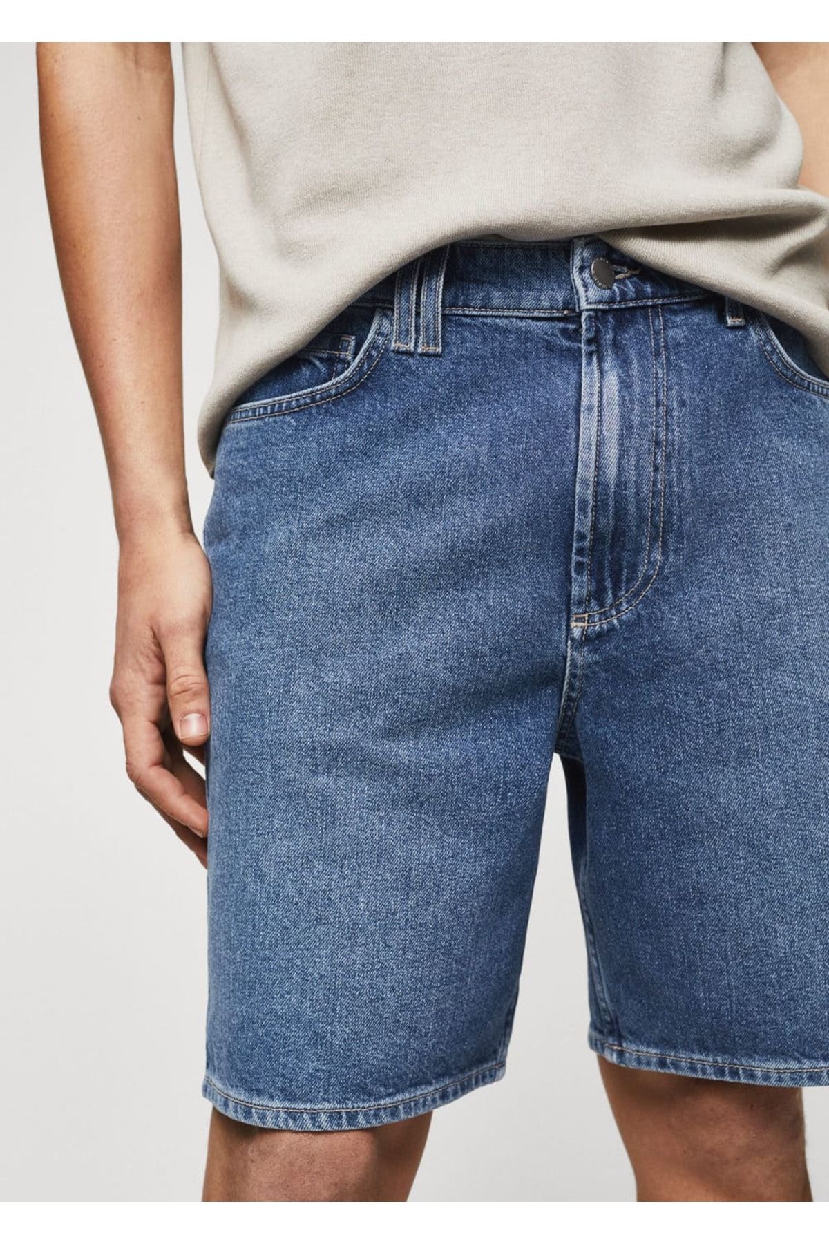 MANGO Man-Regular Fit Denim Bermuda Shorts 7