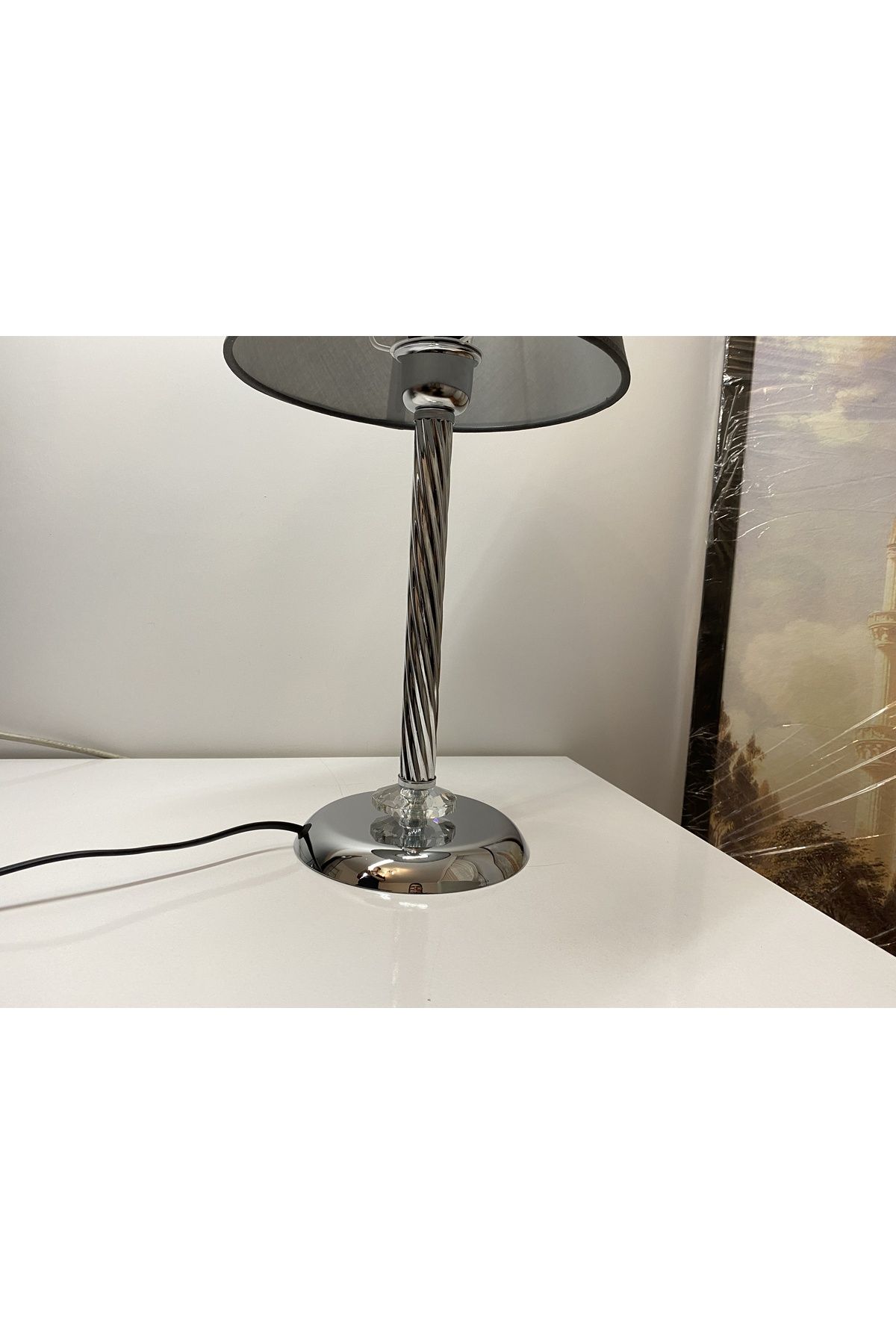asellus-Mette Twisted Lampshade with crystal detail, stol lamp, Table Lamp chrome Plated (silver color) 7